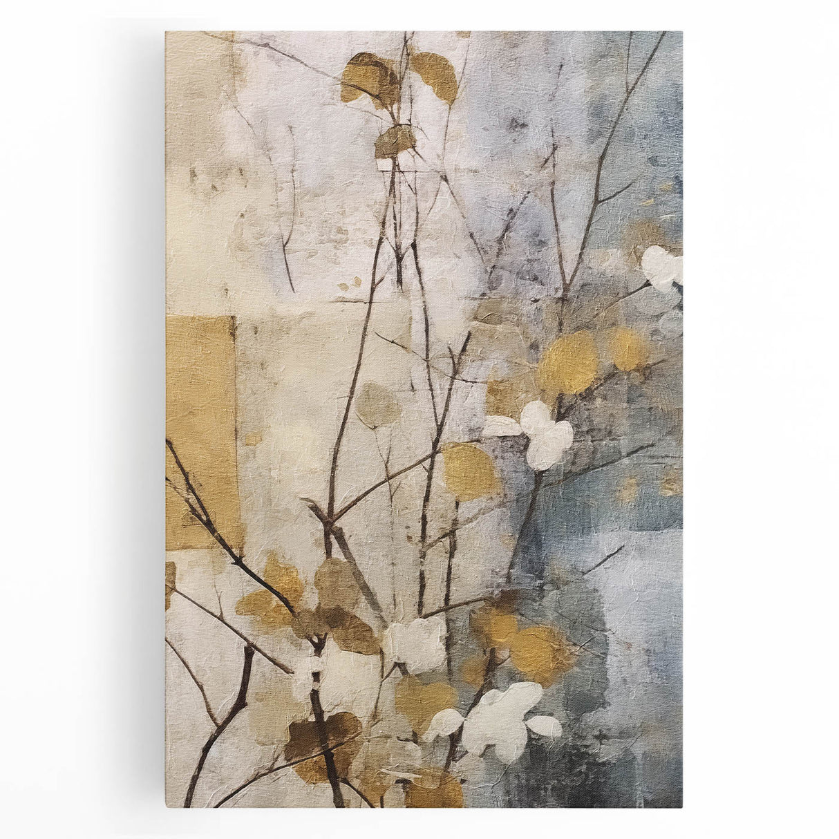 Colorful abstract floral wall art on stretched canvas, showcasing vibrant hues of pink, blue, and green, perfect for modern home decor. Ideal for adding a touch of elegance and style to any room.