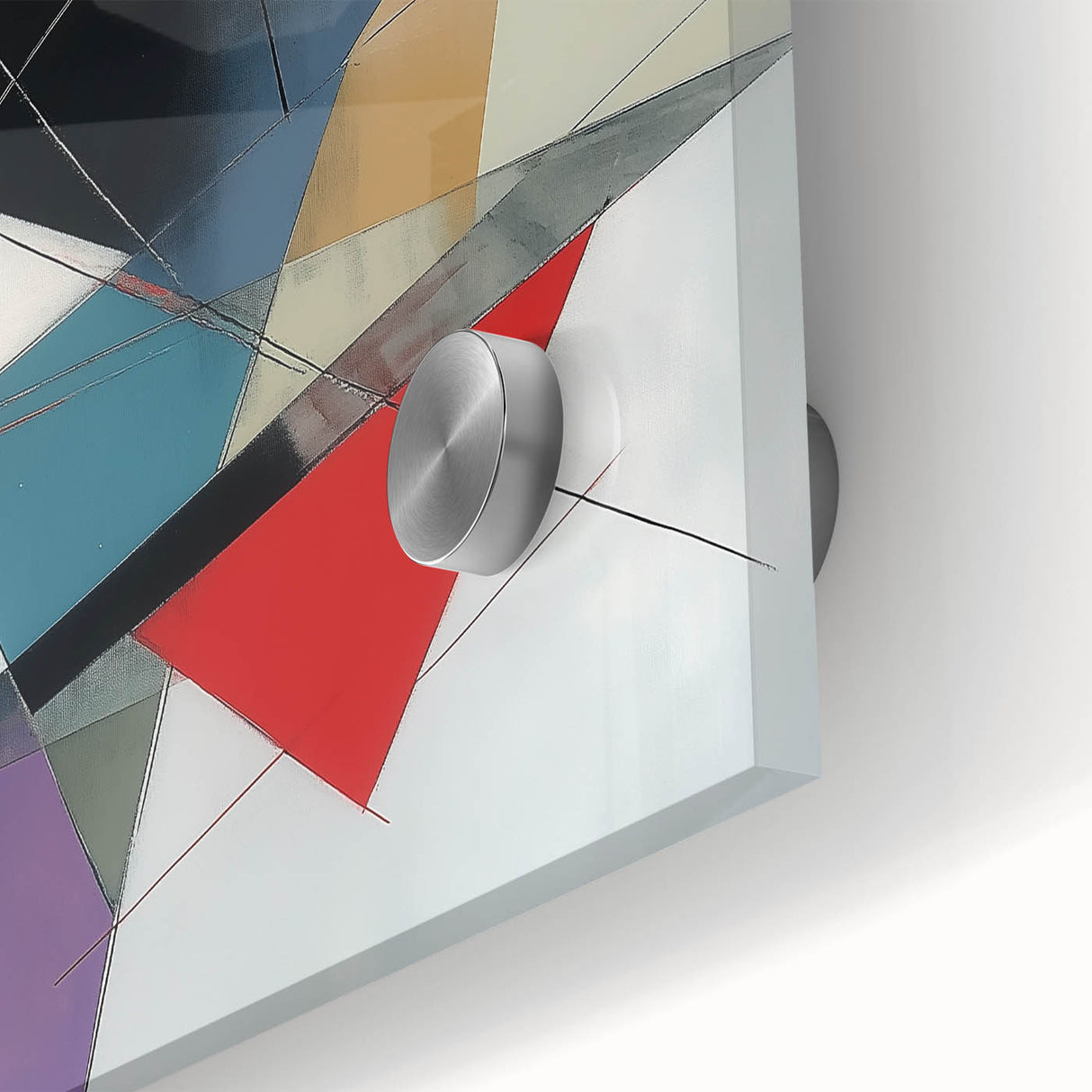 Contemporary Abstract Canvas – Angular Energy in Red & Teal