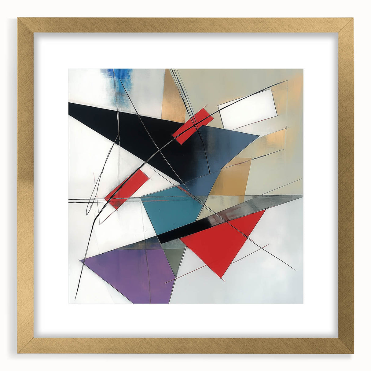 Contemporary Abstract Canvas – Angular Energy in Red & Teal