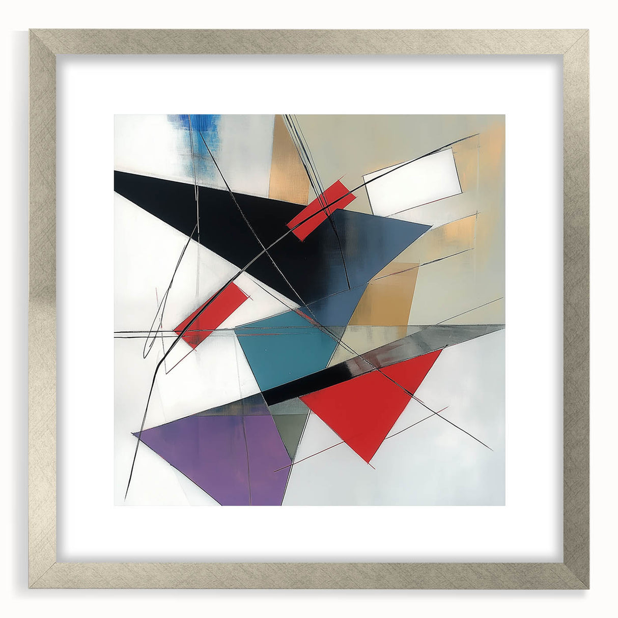 Contemporary Abstract Canvas – Angular Energy in Red & Teal