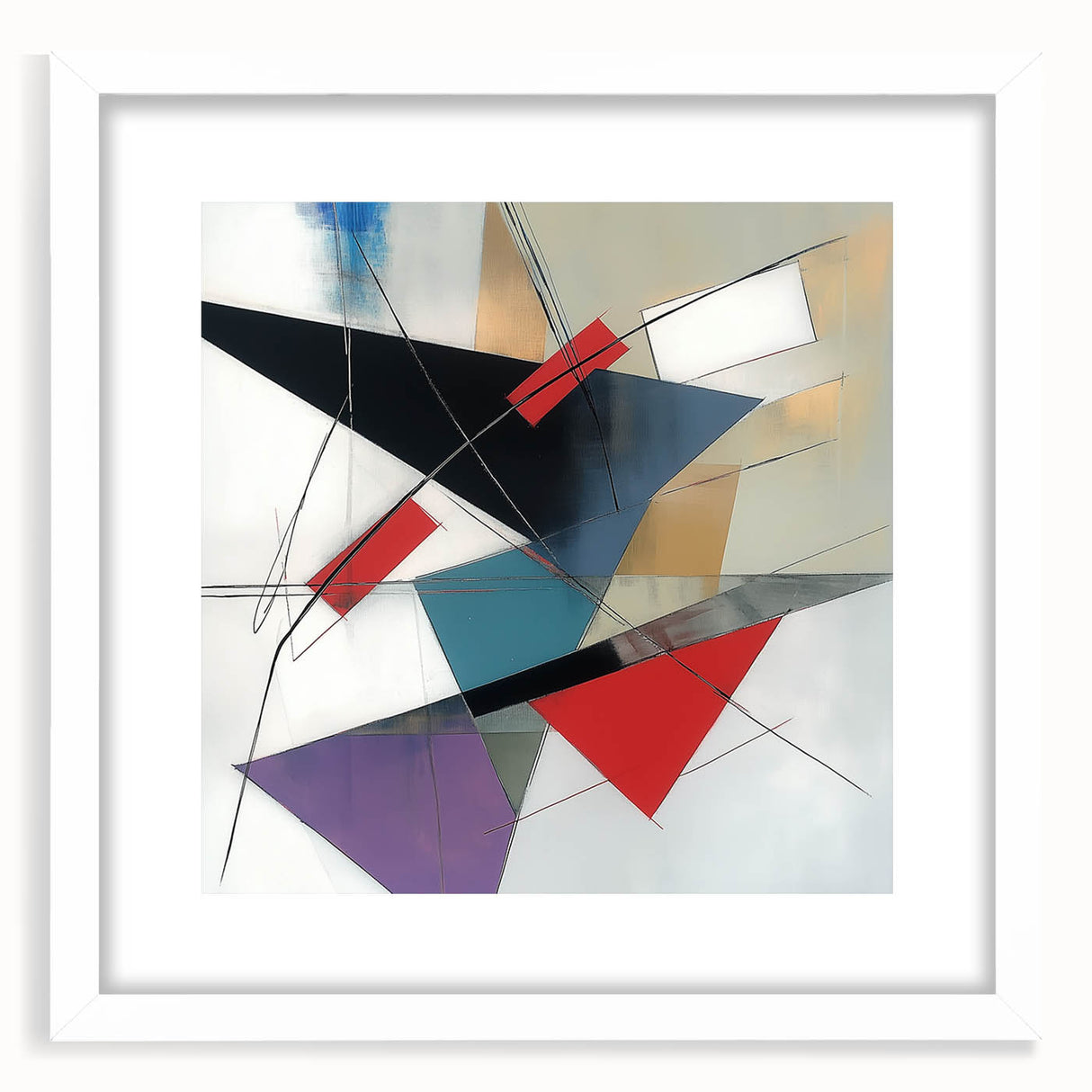Contemporary Abstract Canvas – Angular Energy in Red & Teal