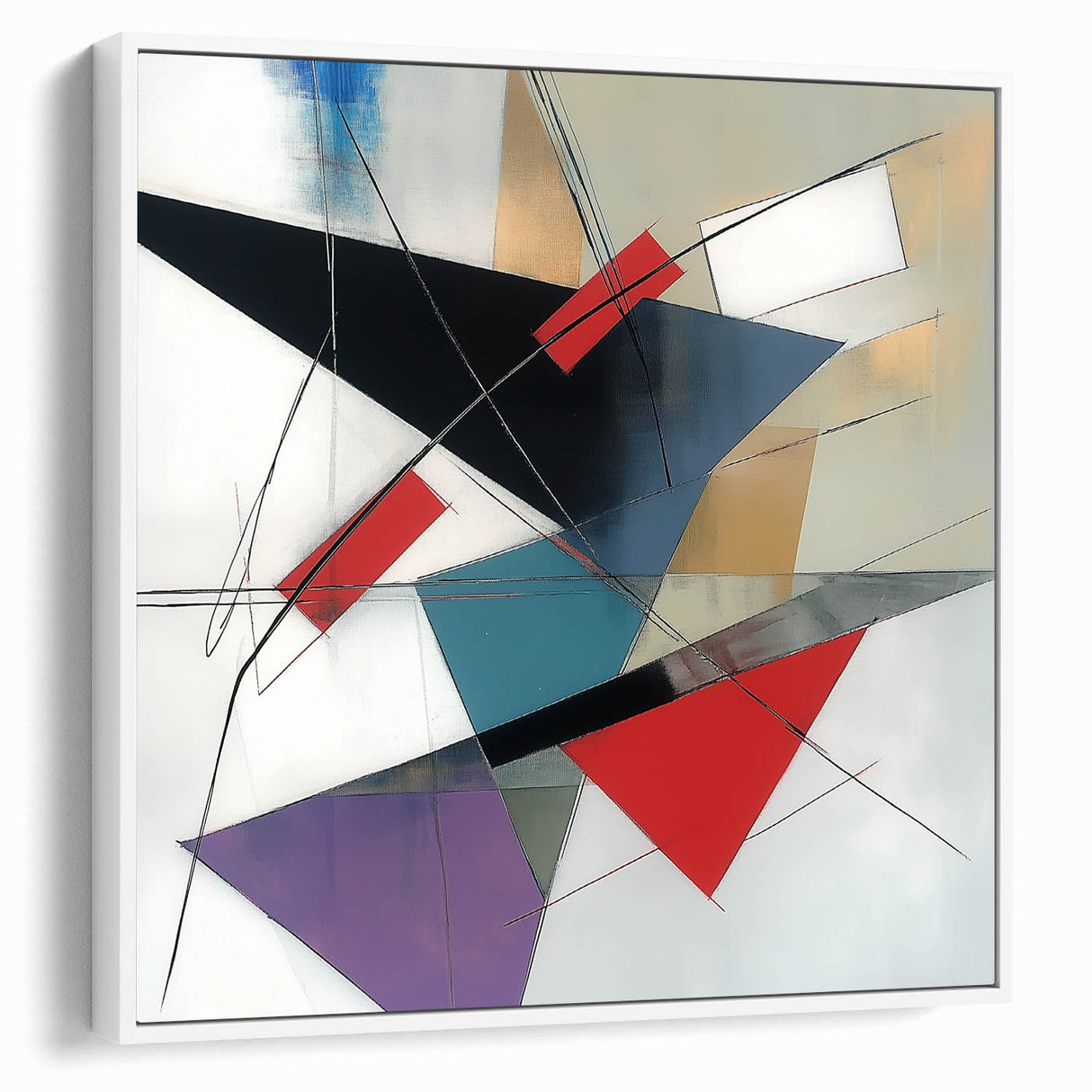 Contemporary Abstract Canvas – Angular Energy in Red & Teal