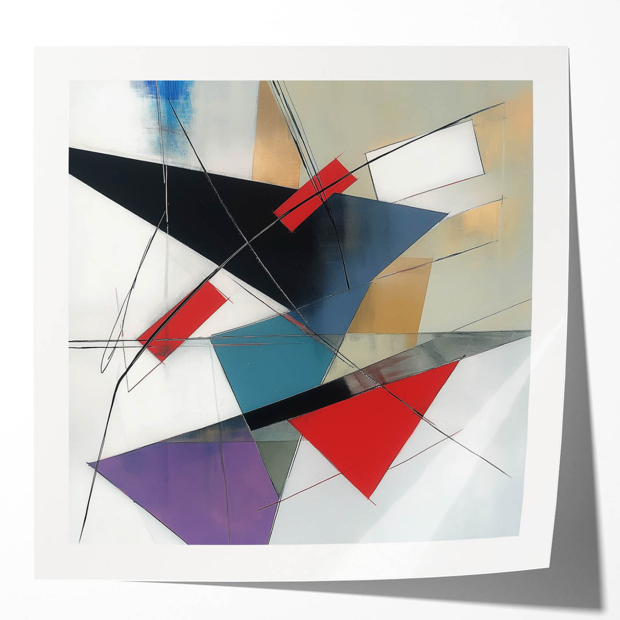 Contemporary Abstract Canvas – Angular Energy in Red & Teal