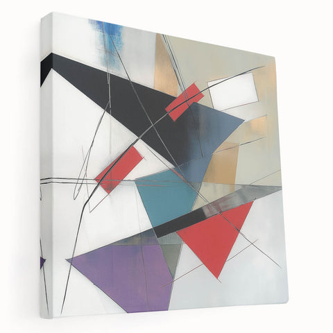 Contemporary Abstract Canvas – Angular Energy in Red & Teal