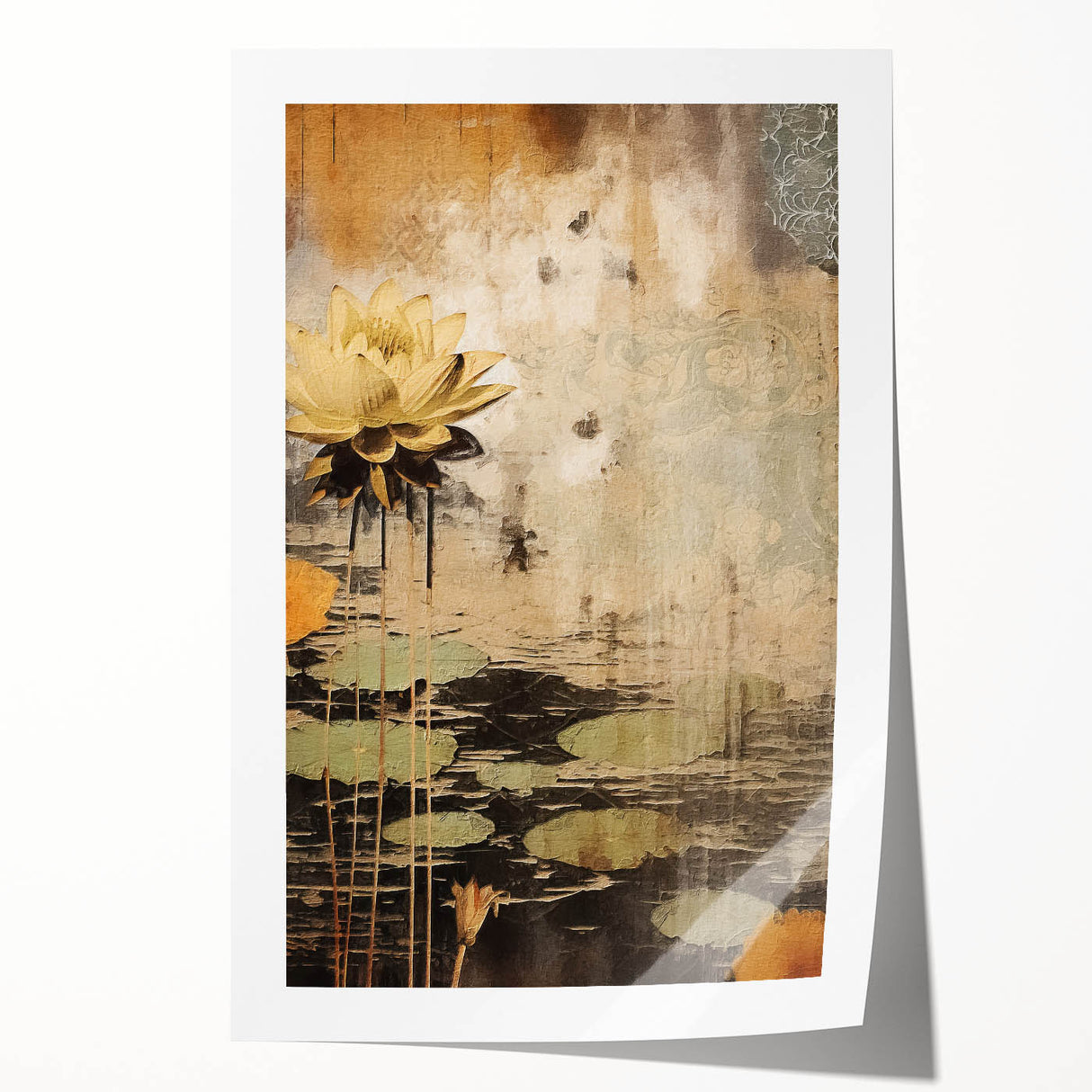 Abstract floral wall art print showcasing vibrant colors and intricate designs, rolled for easy shipping and display, ideal for modern home decor.