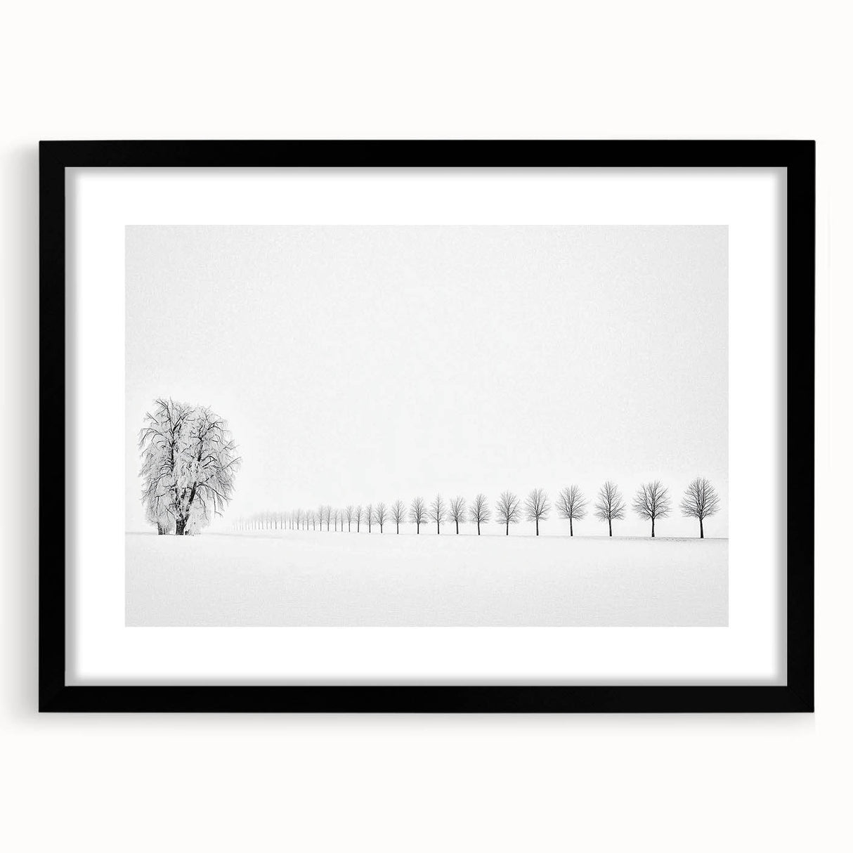 Minimalist Office Wall Art – Modern Black and White Winter Scene