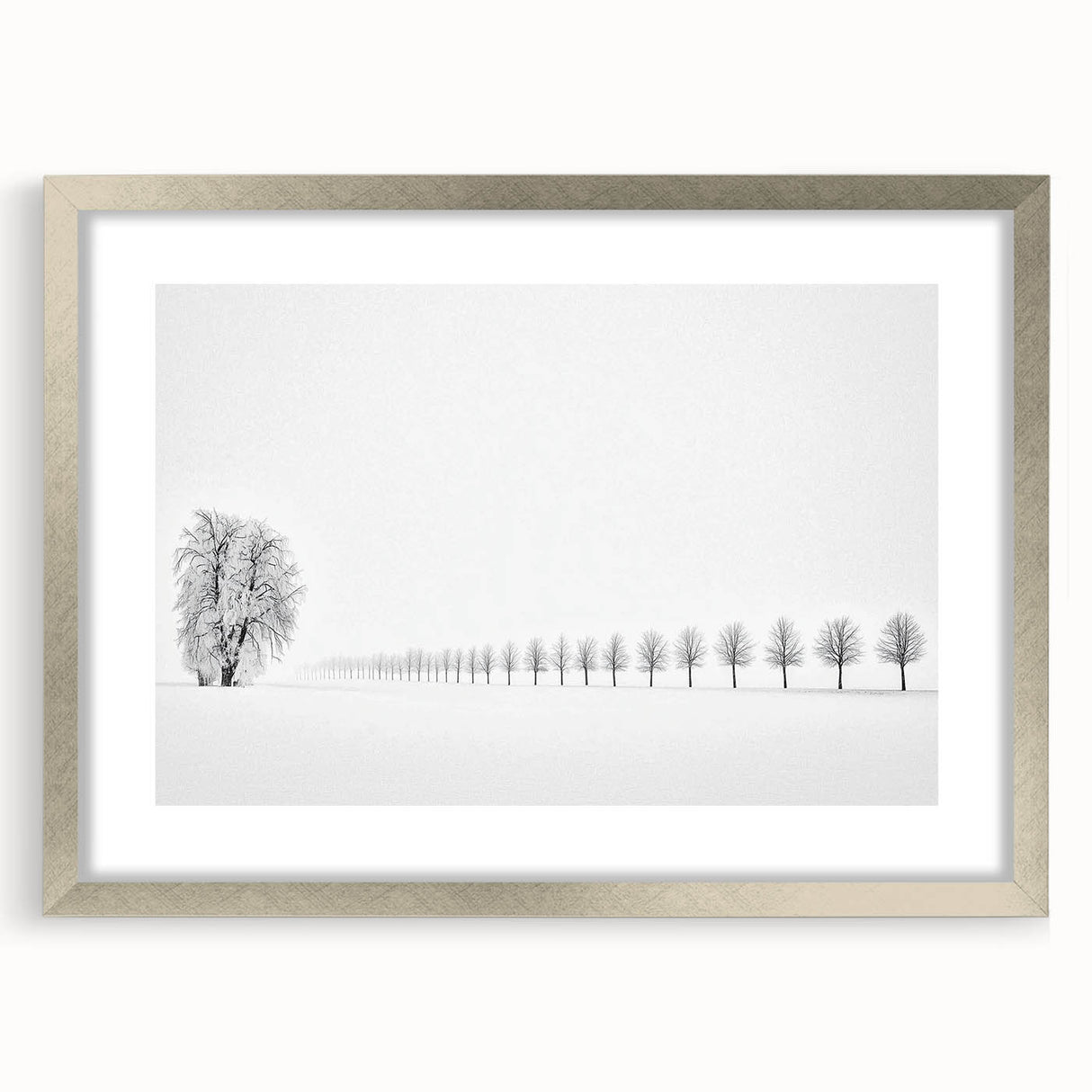Minimalist Office Wall Art – Modern Black and White Winter Scene