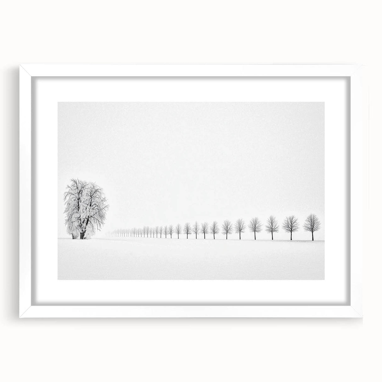 Minimalist Office Wall Art – Modern Black and White Winter Scene