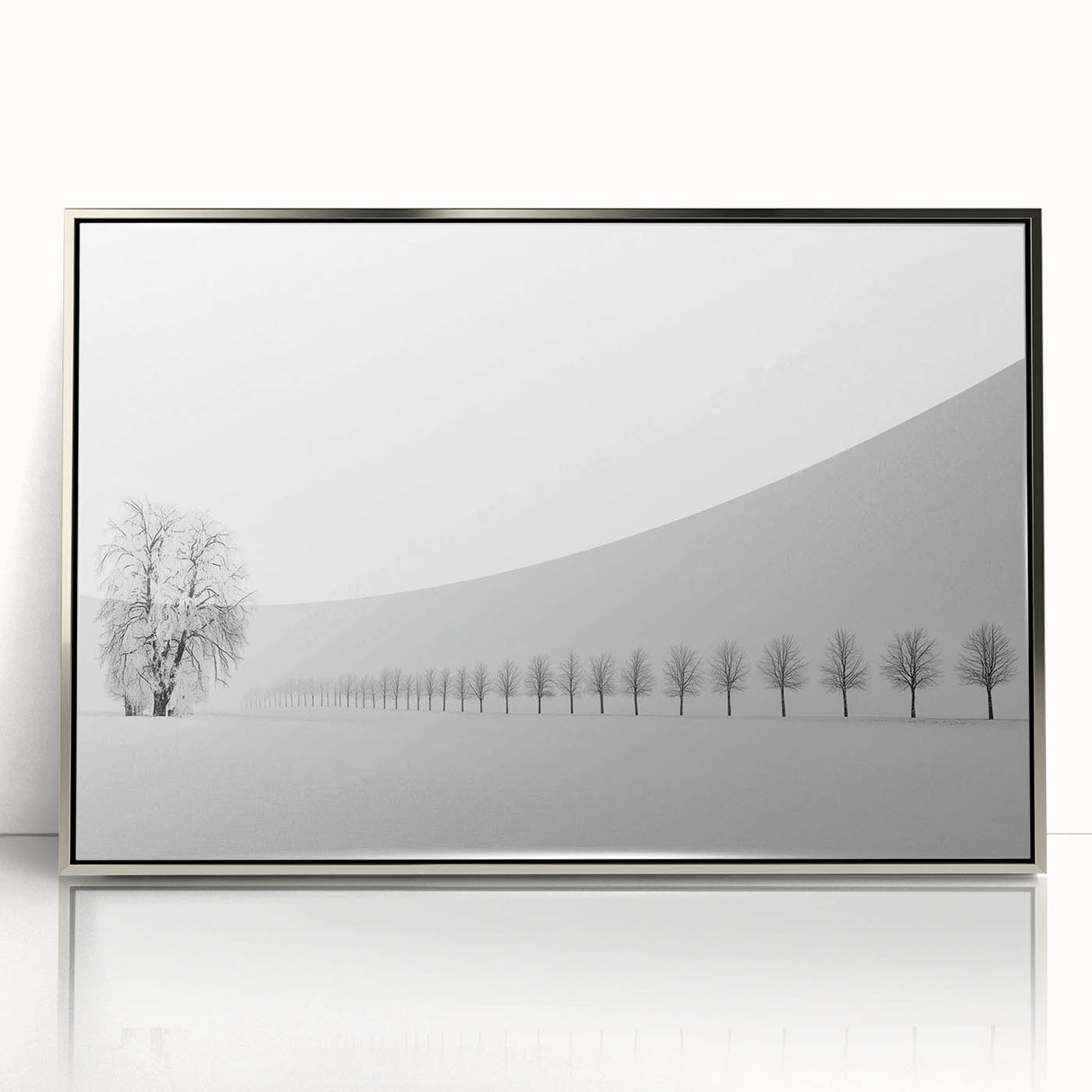Minimalist Office Wall Art – Modern Black and White Winter Scene