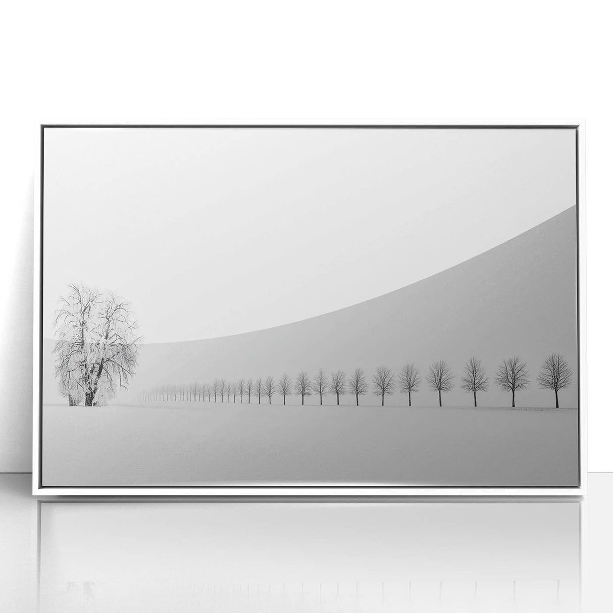 Minimalist Office Wall Art – Modern Black and White Winter Scene