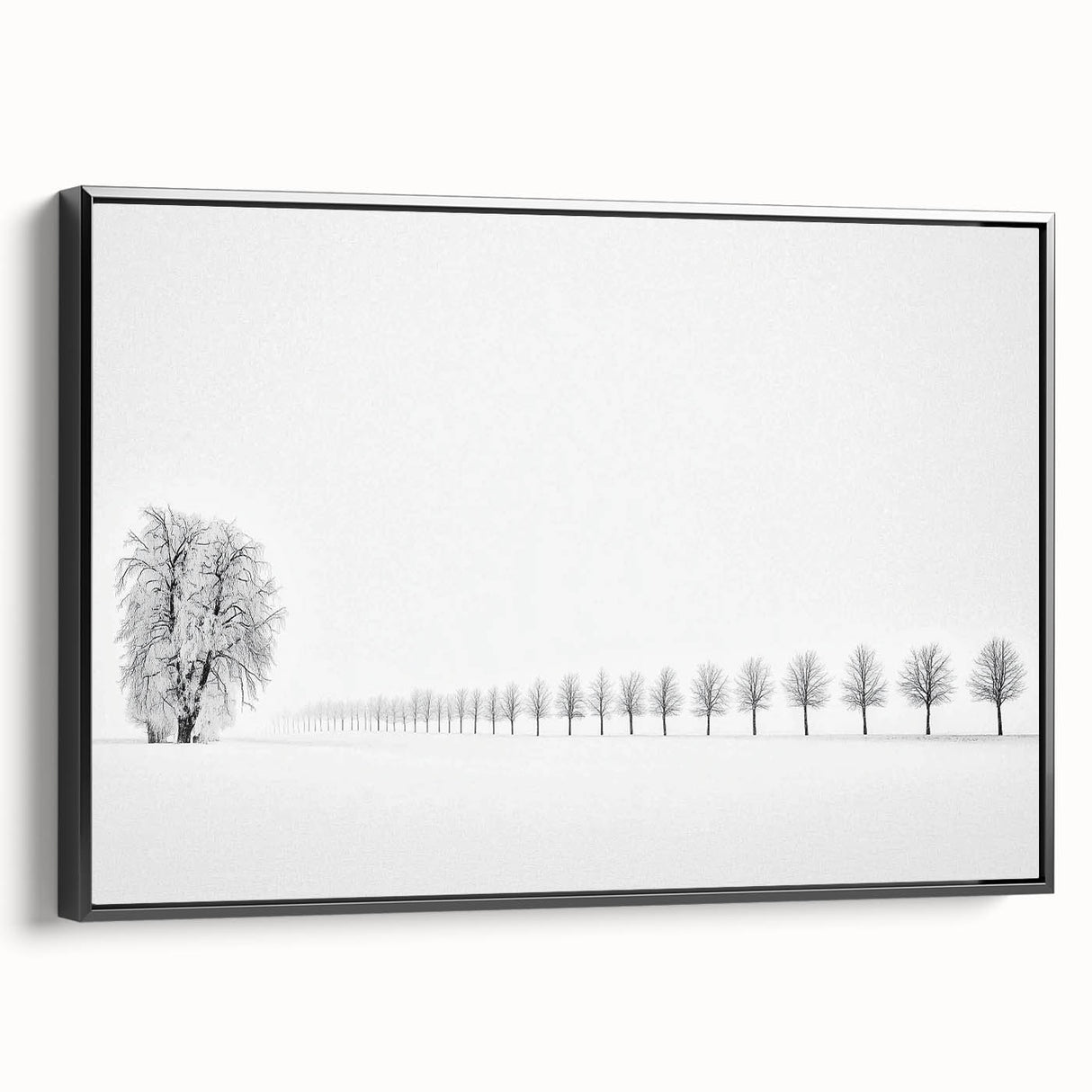 Minimalist Office Wall Art – Modern Black and White Winter Scene