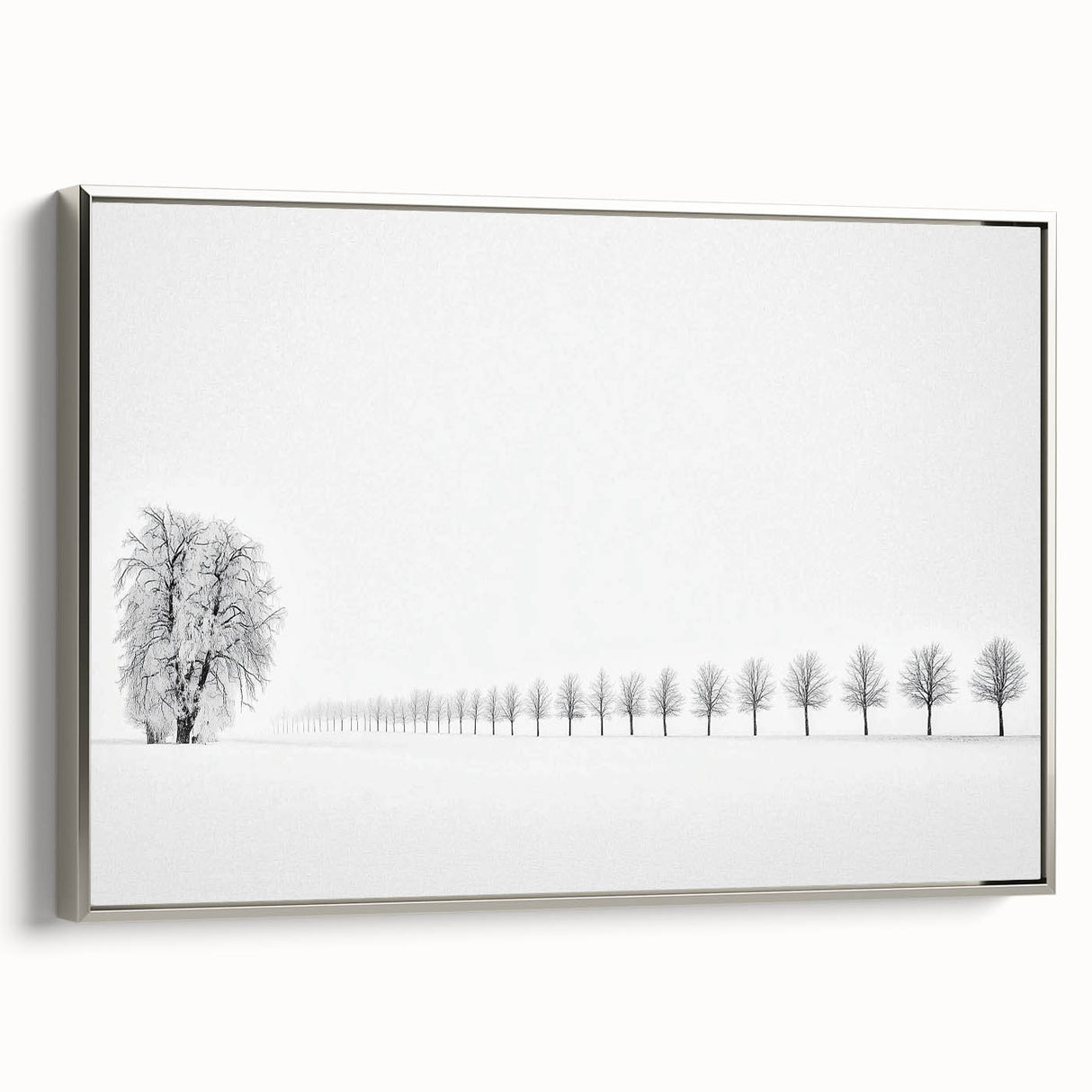 Minimalist Office Wall Art – Modern Black and White Winter Scene