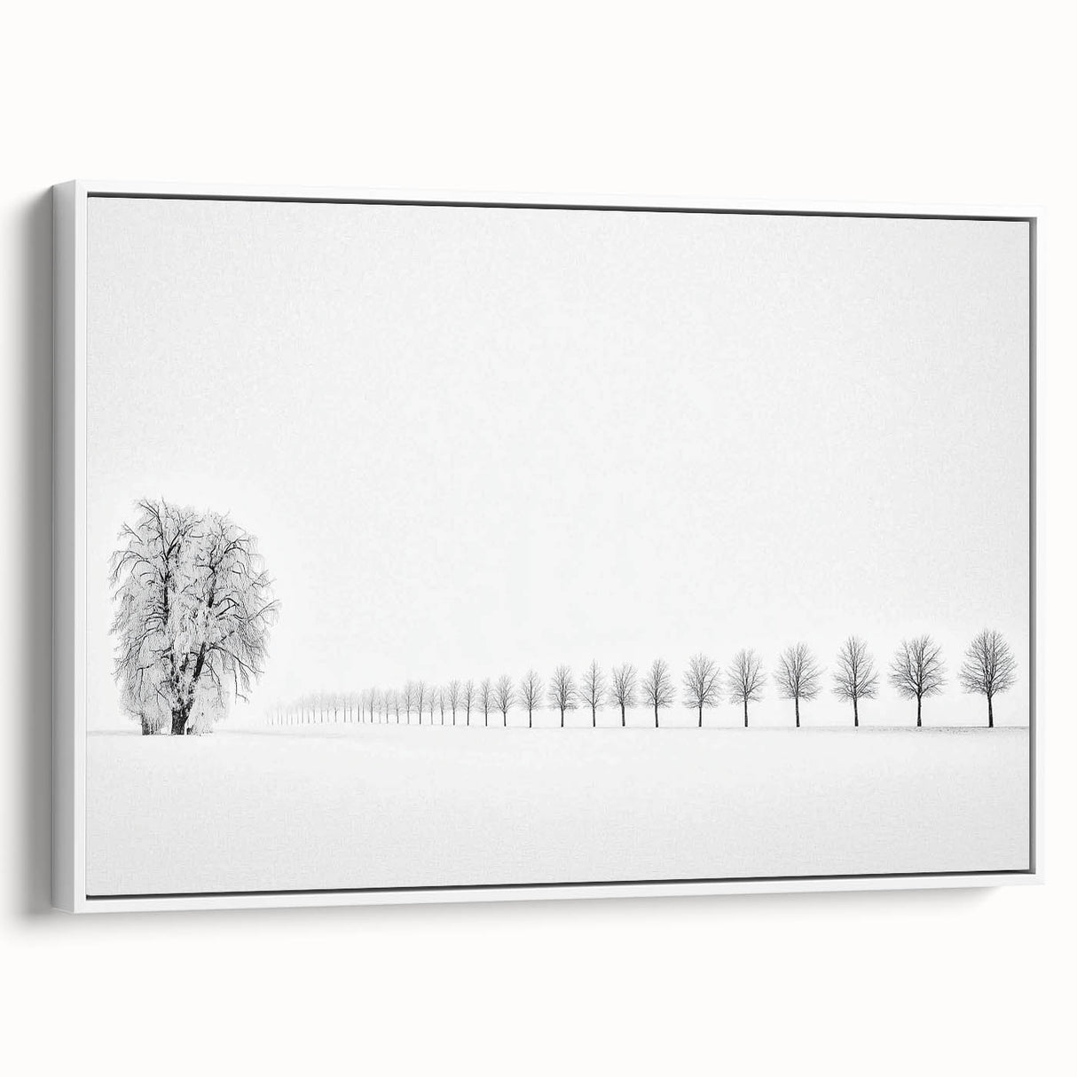 Minimalist Office Wall Art – Modern Black and White Winter Scene