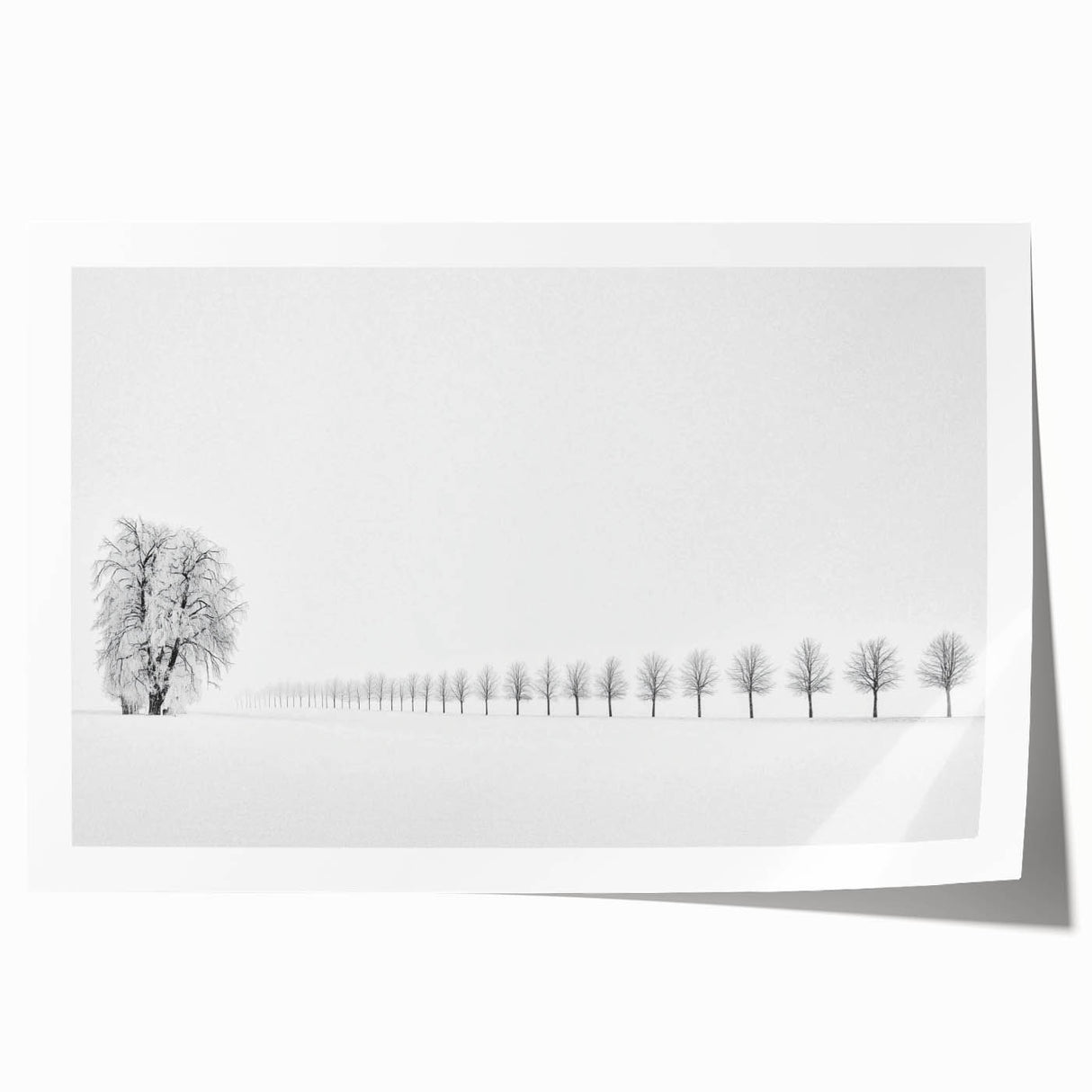 Minimalist Office Wall Art – Modern Black and White Winter Scene