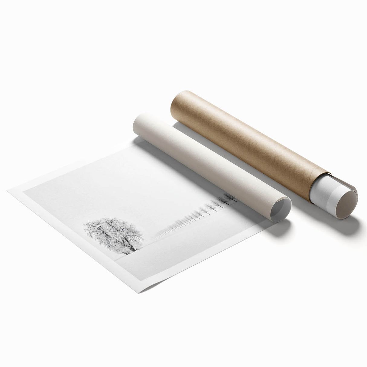 Minimalist Office Wall Art – Modern Black and White Winter Scene