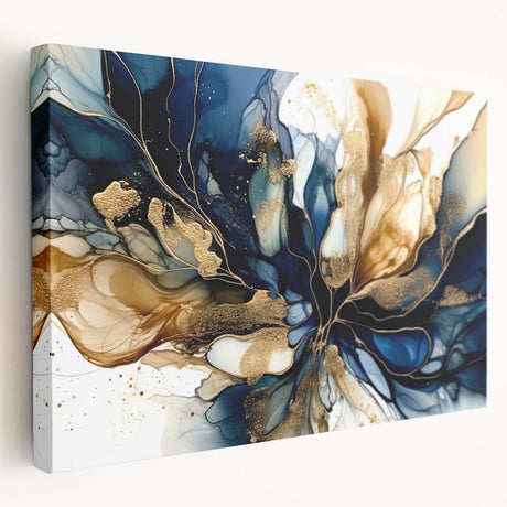 Stretched canvas wall art showcasing vibrant abstract floral designs in shades of pink, blue, and green, perfect for modern home decor.