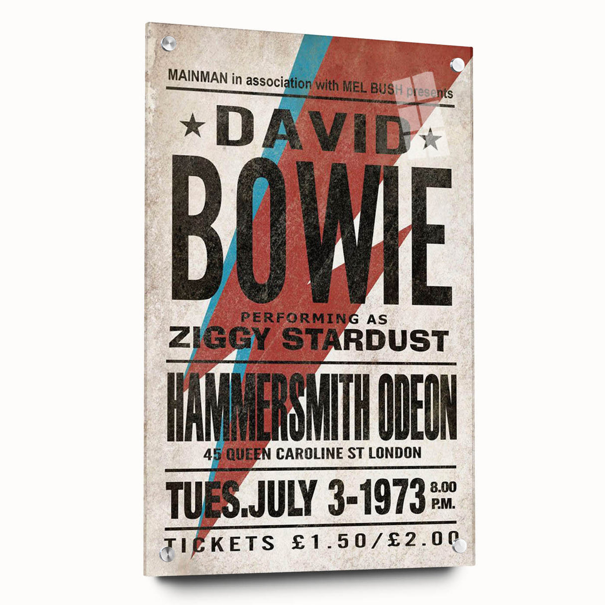 David Bowie Ziggy Stardust Retro Poster - Vintage Concert Art