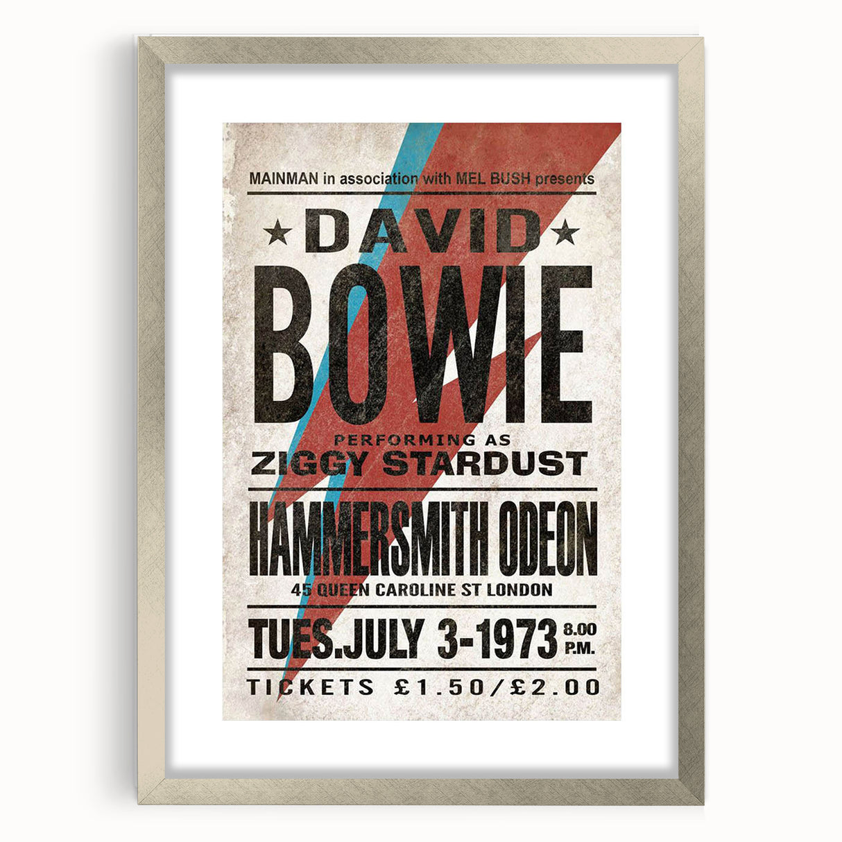 David Bowie Ziggy Stardust Retro Poster - Vintage Concert Art