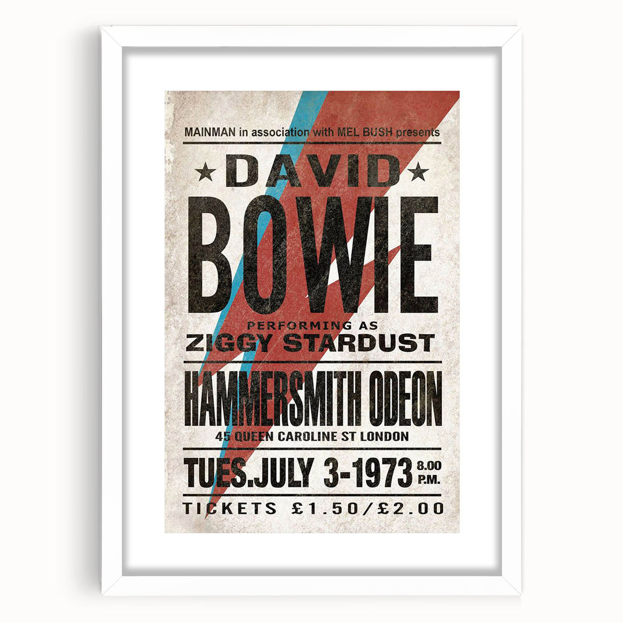 David Bowie Ziggy Stardust Retro Poster - Vintage Concert Art