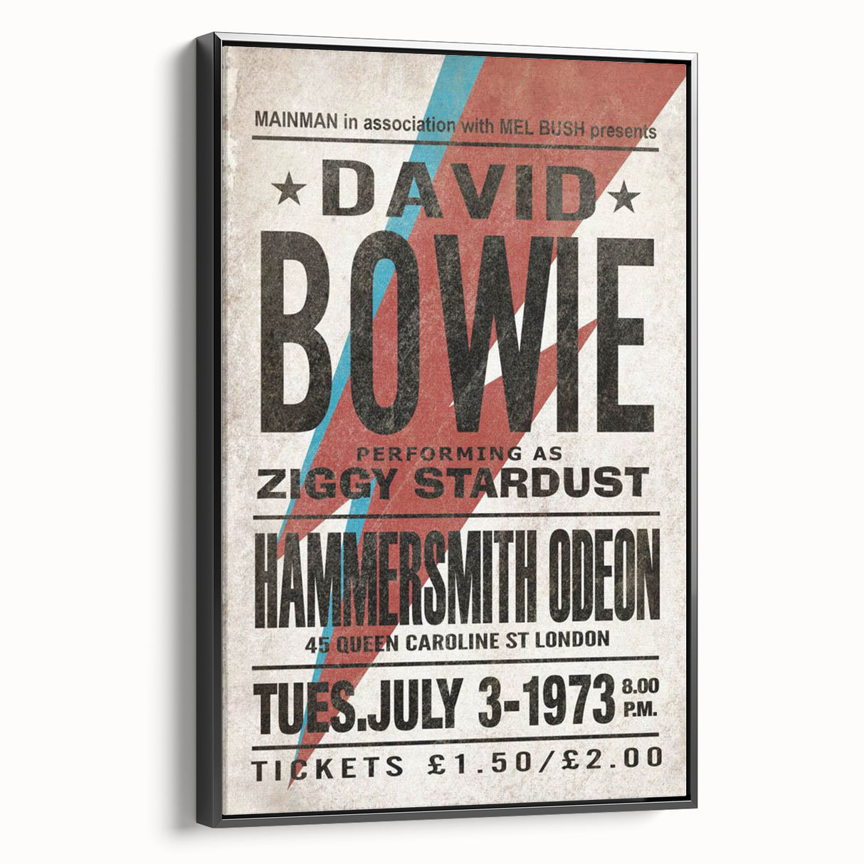 David Bowie Ziggy Stardust Retro Poster - Vintage Concert Art