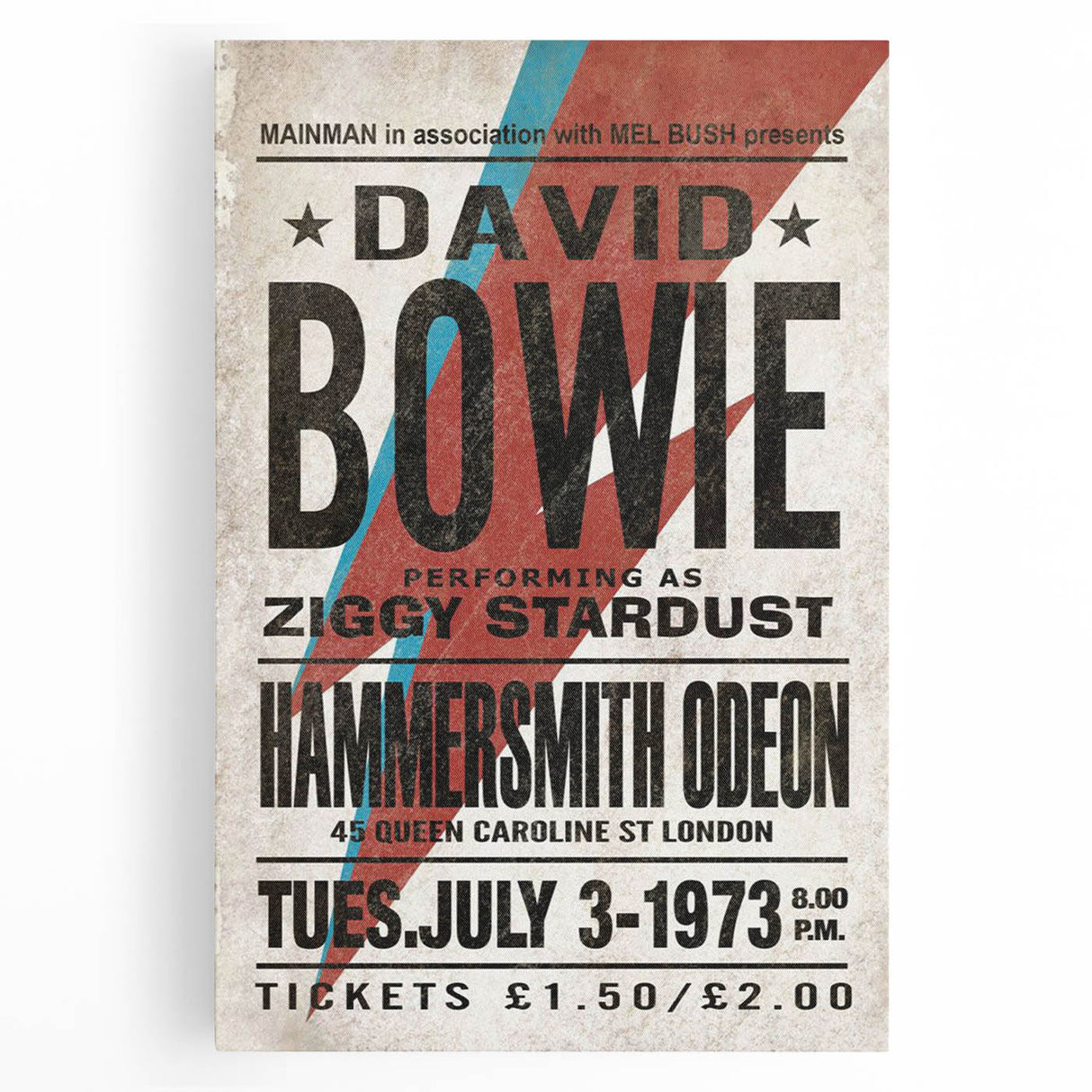 David Bowie Ziggy Stardust Retro Poster - Vintage Concert Art