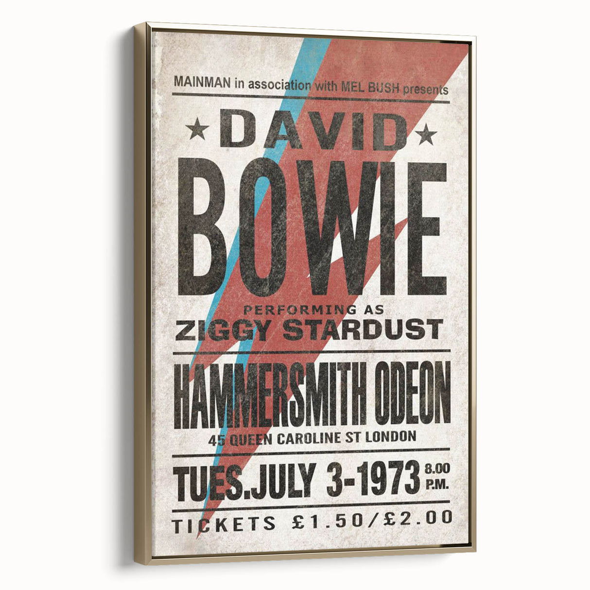 David Bowie Ziggy Stardust Retro Poster - Vintage Concert Art