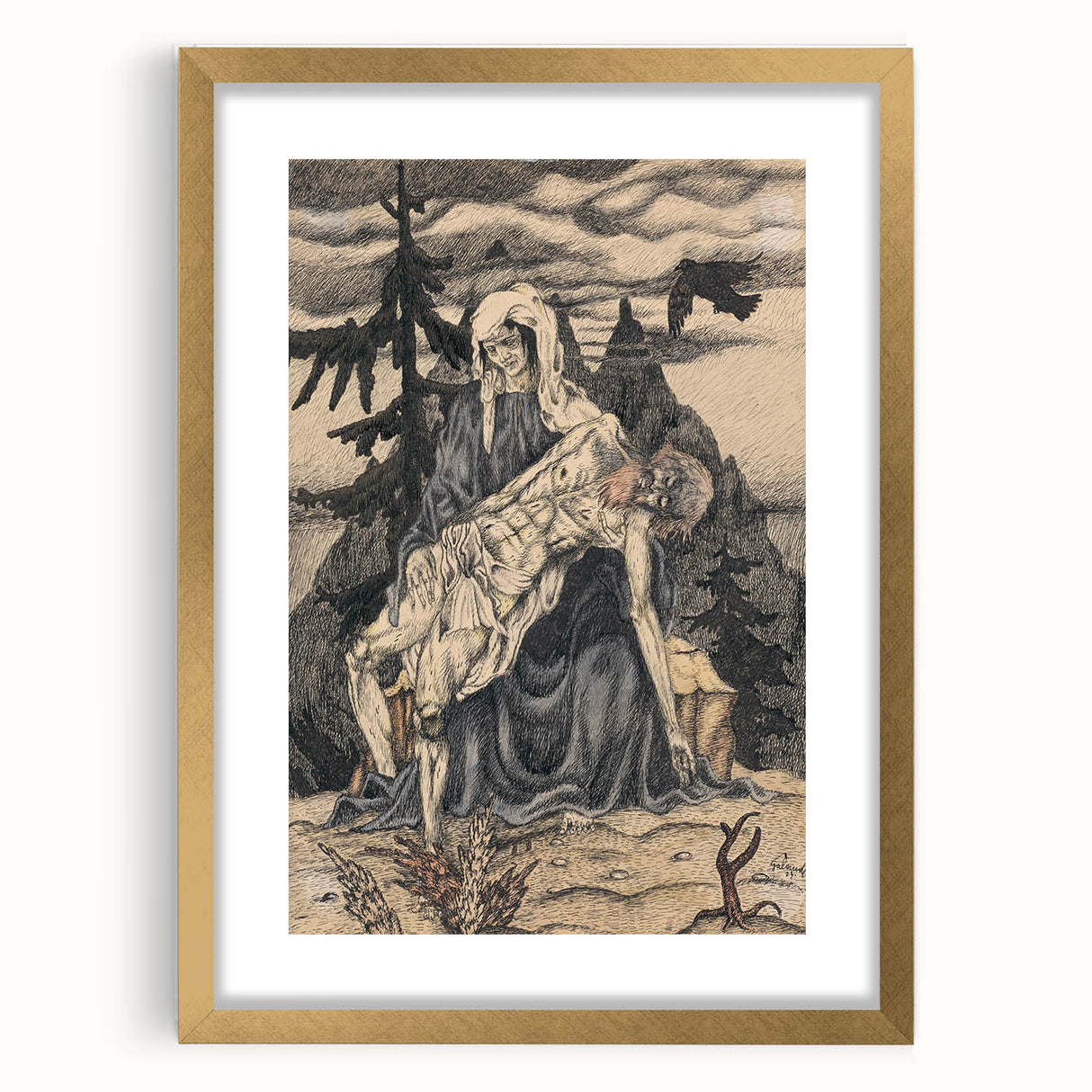 Modern Pietà Artwork - Abstract Religious Wall Art by Galanda