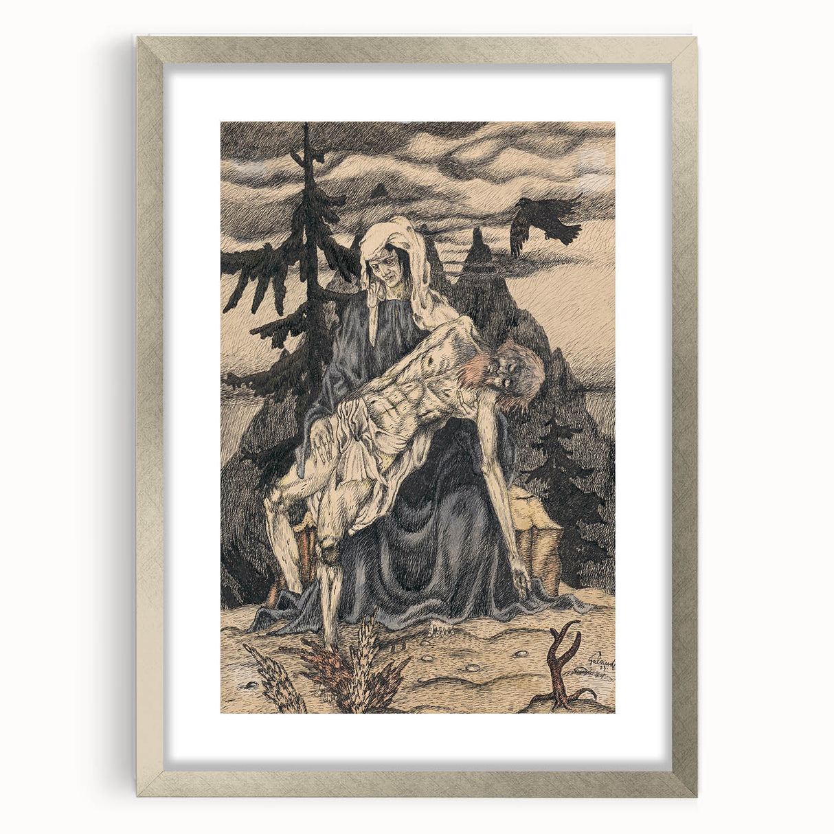 Modern Pietà Artwork - Abstract Religious Wall Art by Galanda