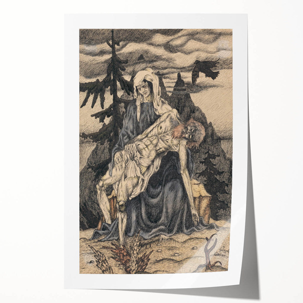 Modern Pietà Artwork - Abstract Religious Wall Art by Galanda