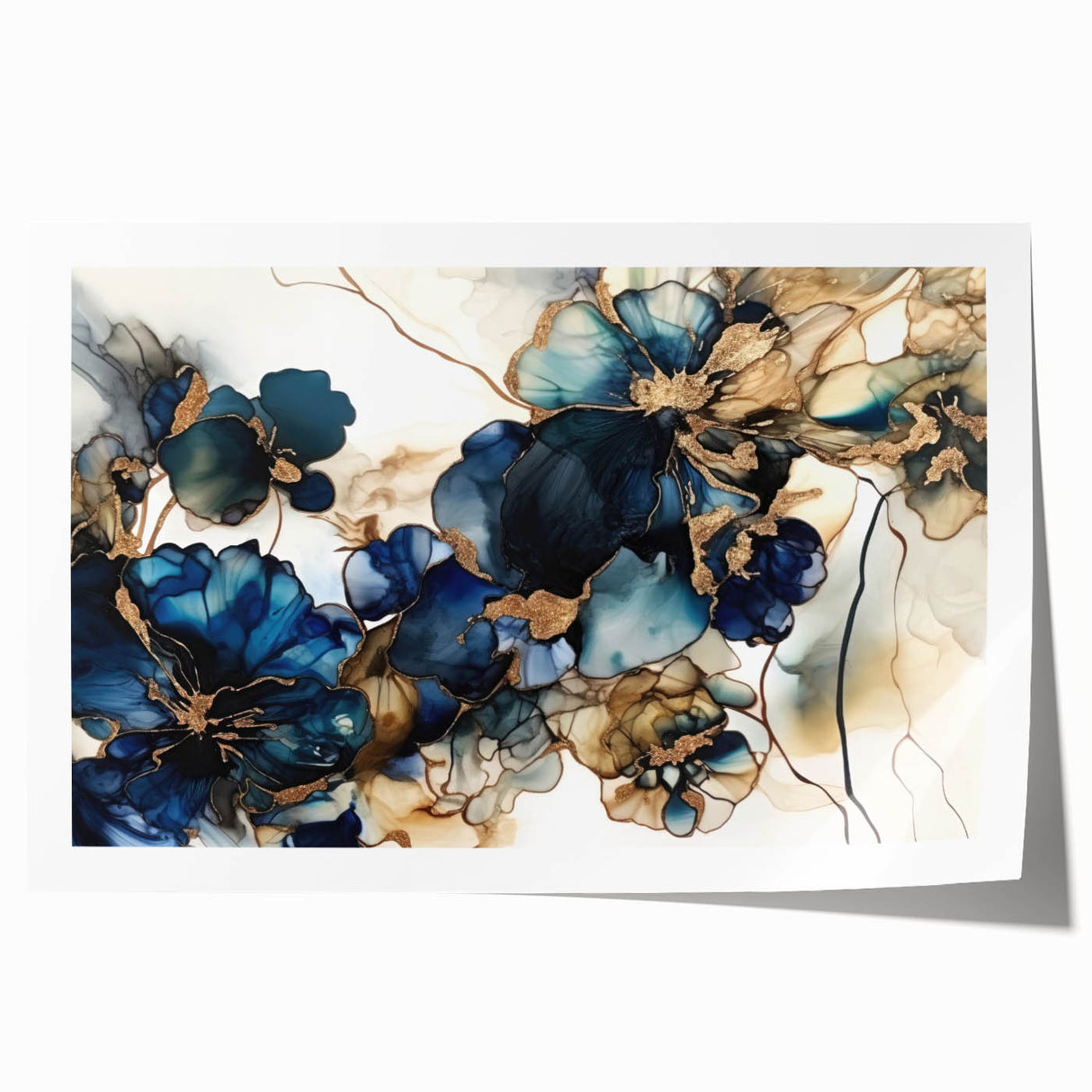 Vibrant abstract floral wall art print showcasing bold colors and dynamic shapes, rolled and packaged in a protective cardboard tube, perfect for home decor.