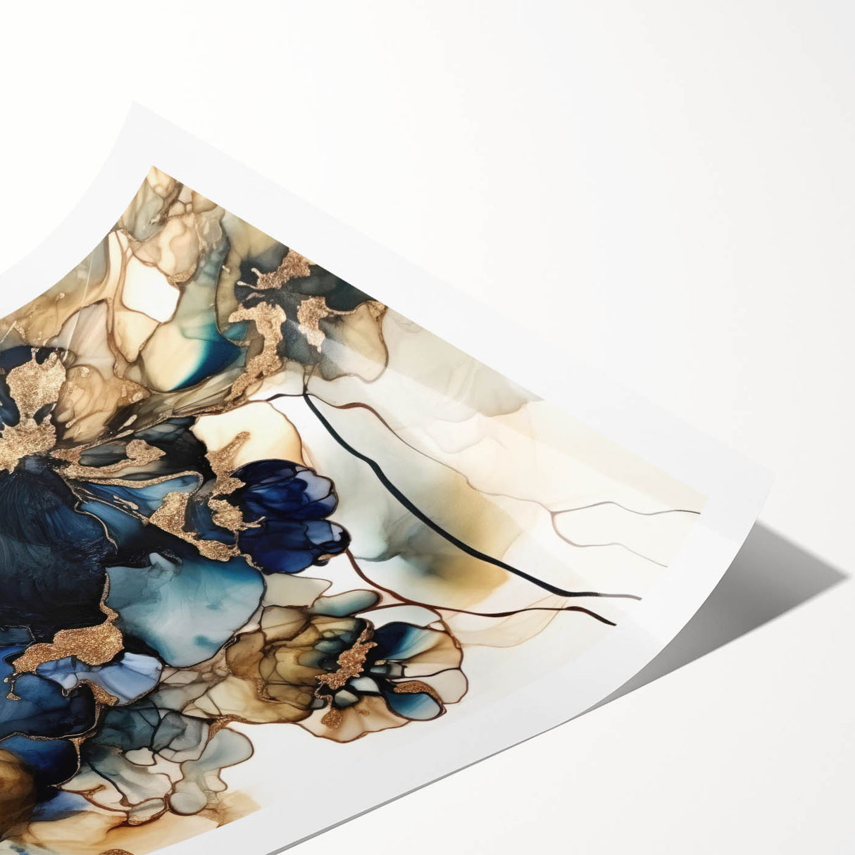 Abstract floral wall art print showcasing vibrant colors and intricate details, rolled and ready for framing, ideal for modern decor enthusiasts.