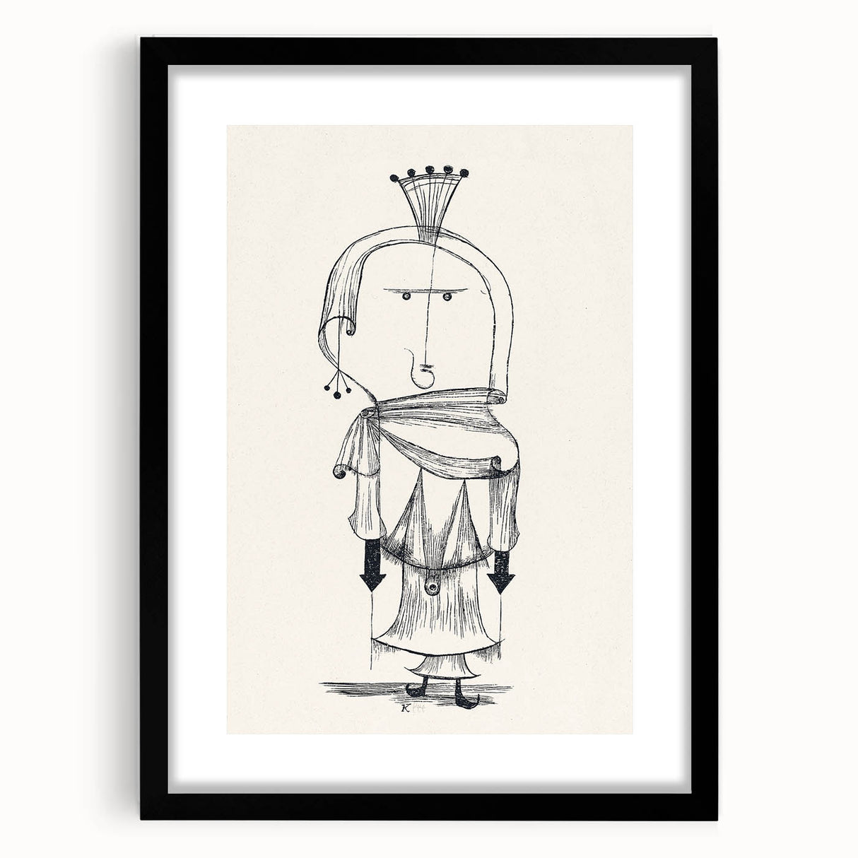 Witch with a Comb Wall Art - Abstract Minimalist Print by Paul Klee