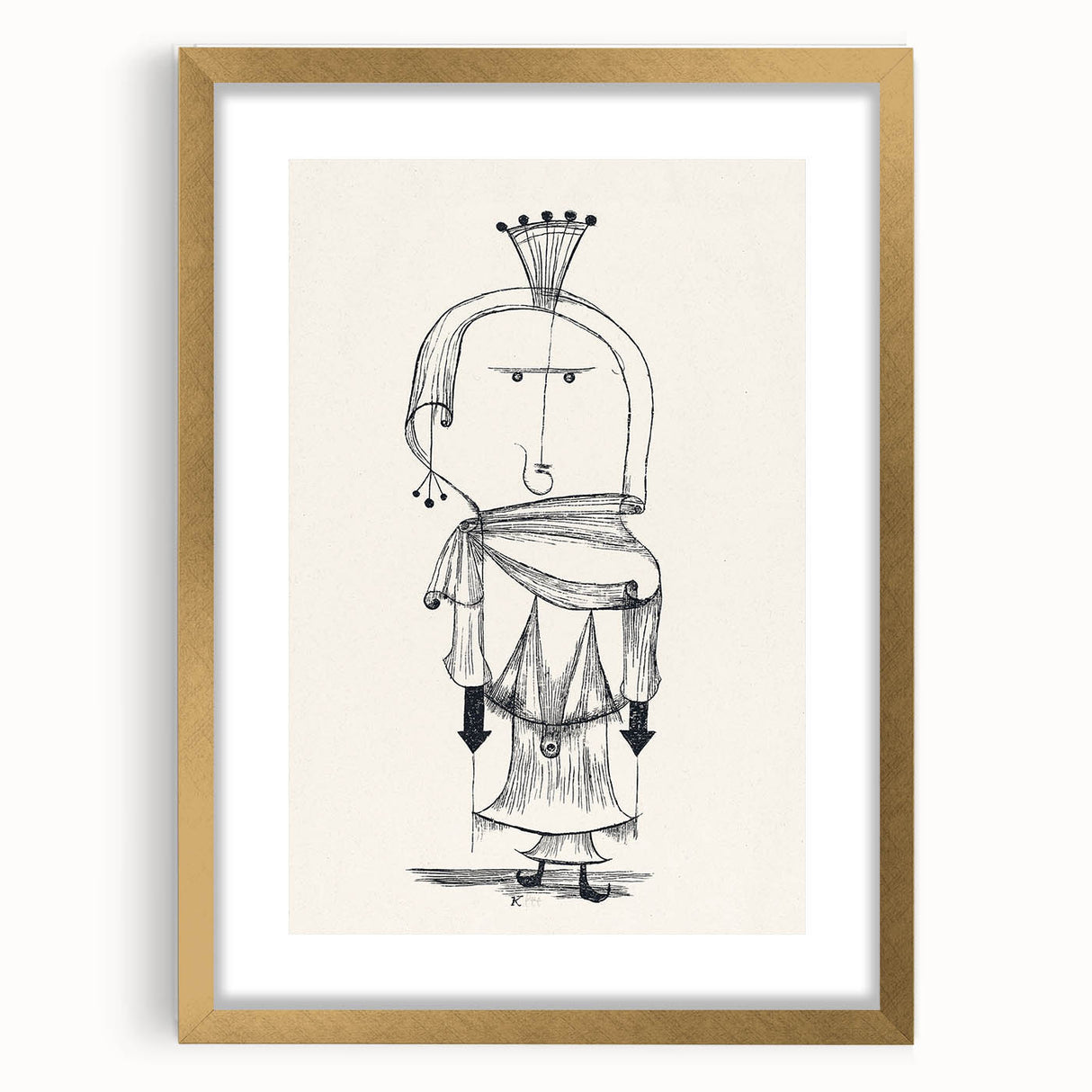 Witch with a Comb Wall Art - Abstract Minimalist Print by Paul Klee
