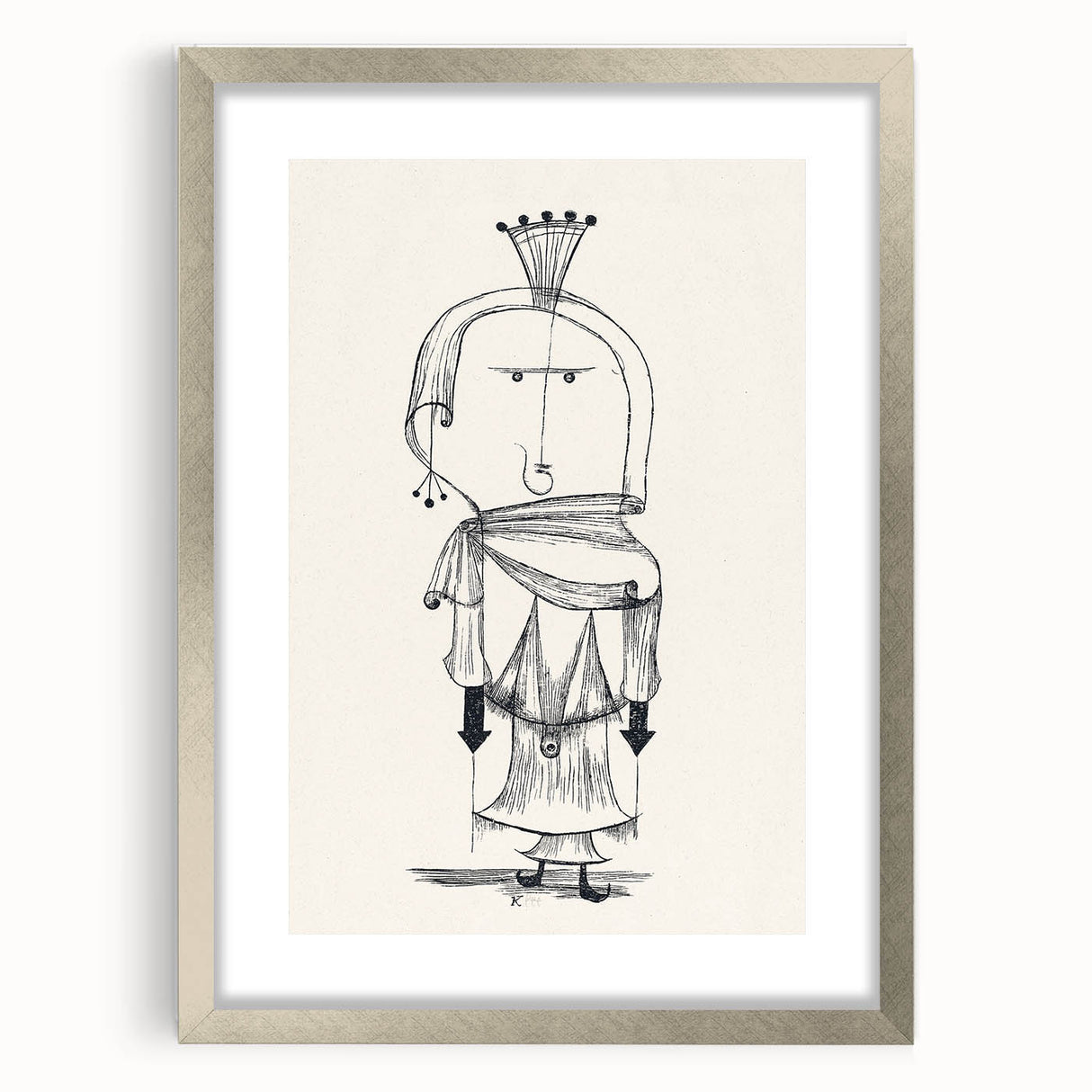 Witch with a Comb Wall Art - Abstract Minimalist Print by Paul Klee