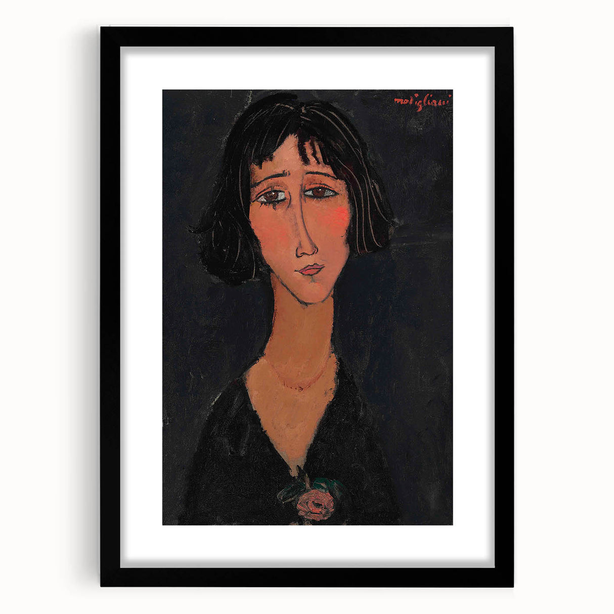 Abstract Modern Portrait - Modigliani Inspired Modern Wall Art Print