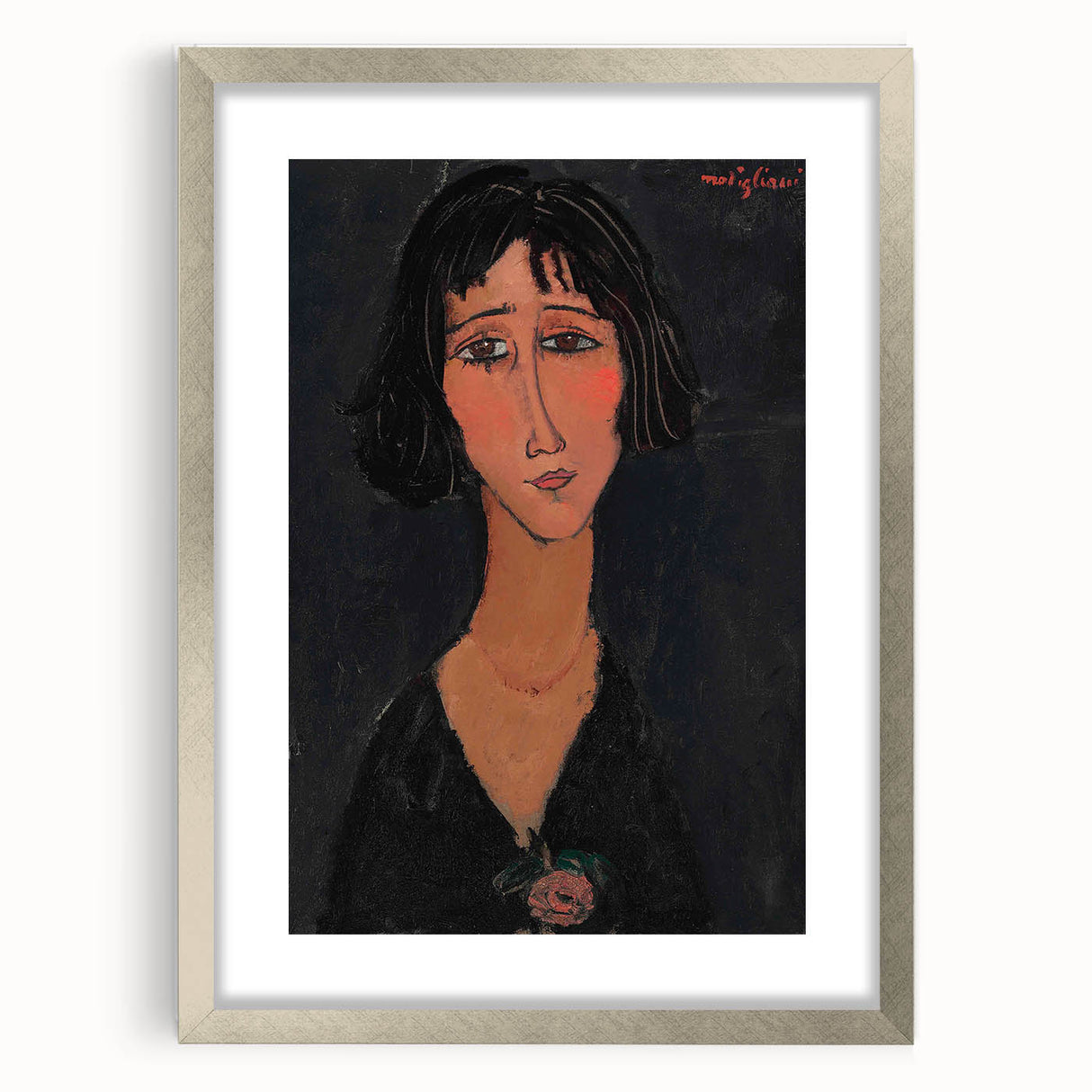 Abstract Modern Portrait - Modigliani Inspired Modern Wall Art Print
