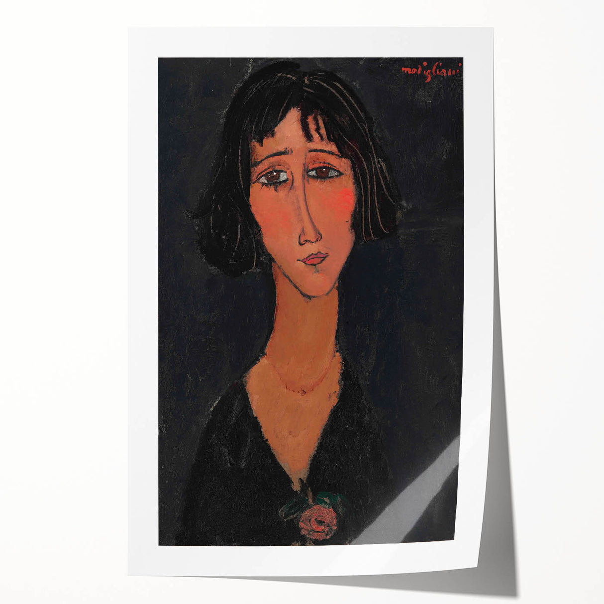 Abstract Modern Portrait - Modigliani Inspired Modern Wall Art Print