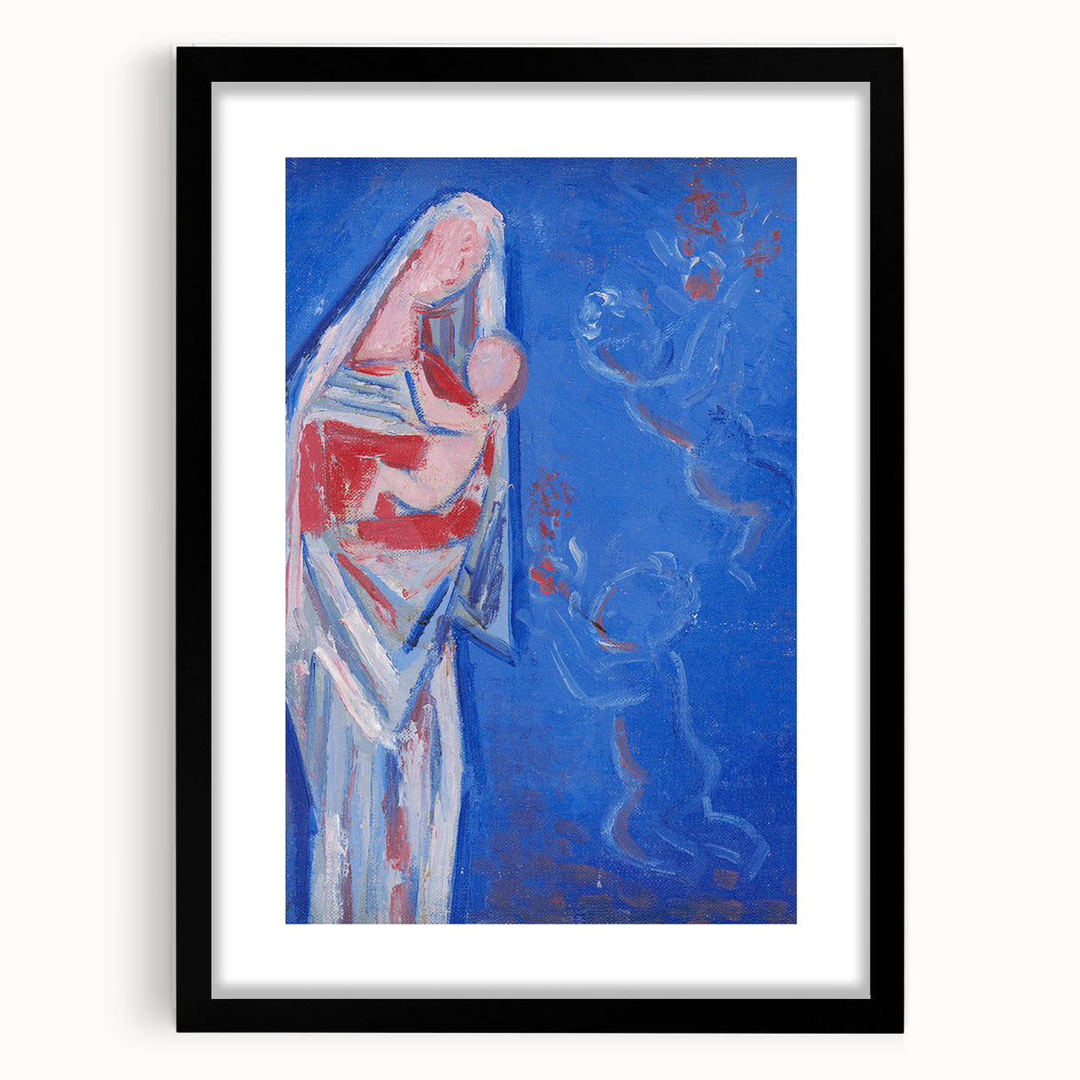 Modern Abstract Madonna - Blue Contemporary Wall Art for Home Decor
