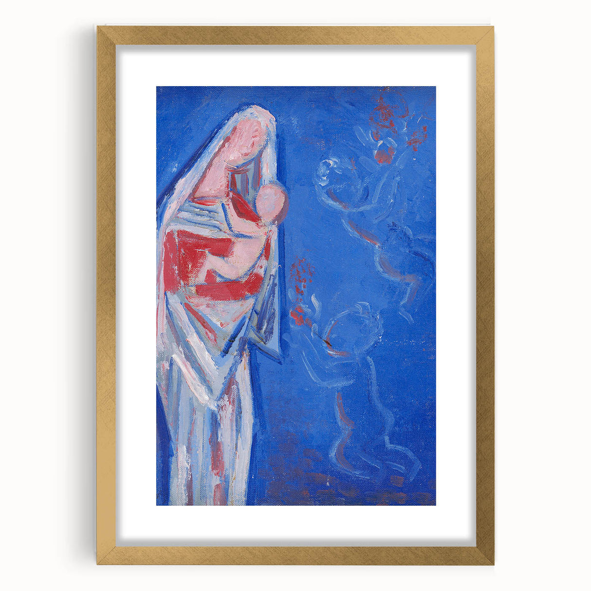 Modern Abstract Madonna - Blue Contemporary Wall Art for Home Decor