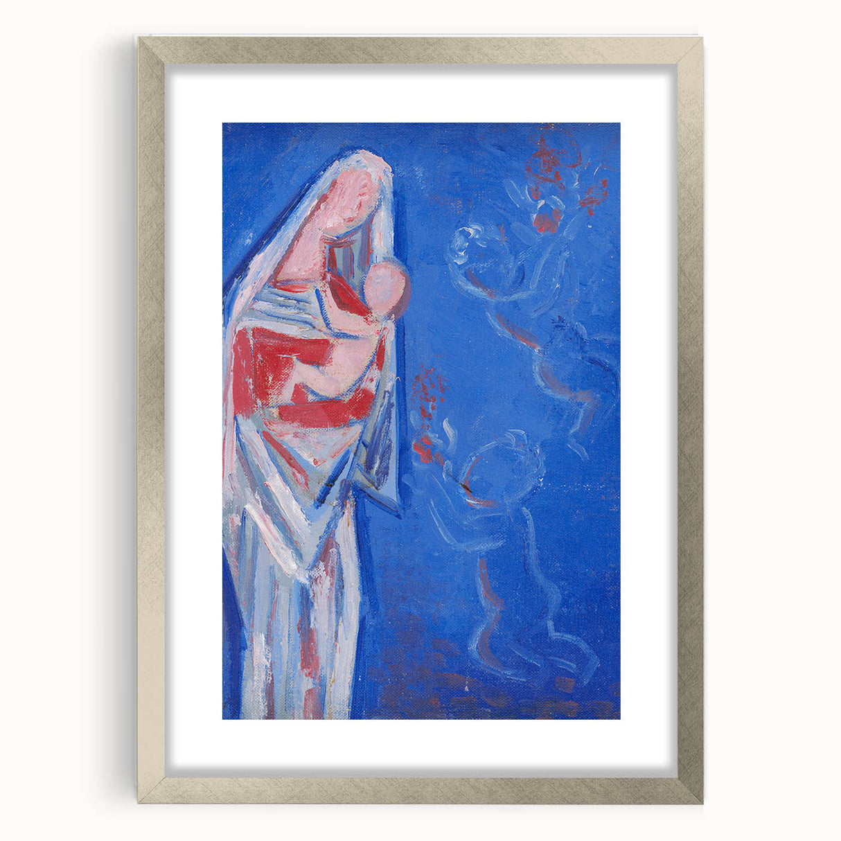 Modern Abstract Madonna - Blue Contemporary Wall Art for Home Decor