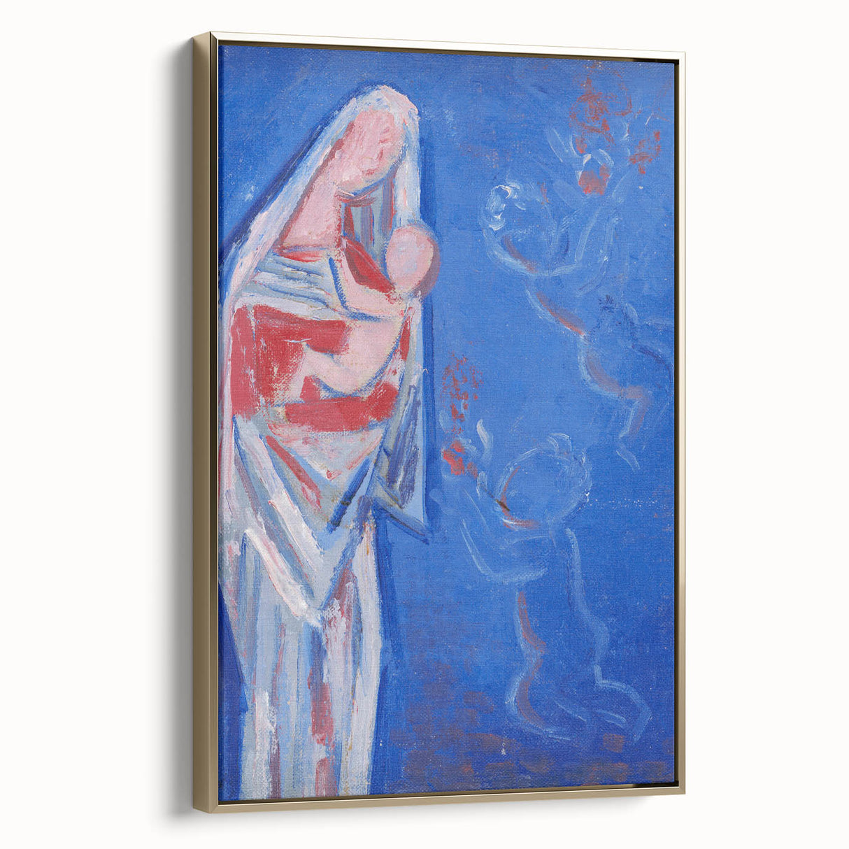 Modern Abstract Madonna - Blue Contemporary Wall Art for Home Decor