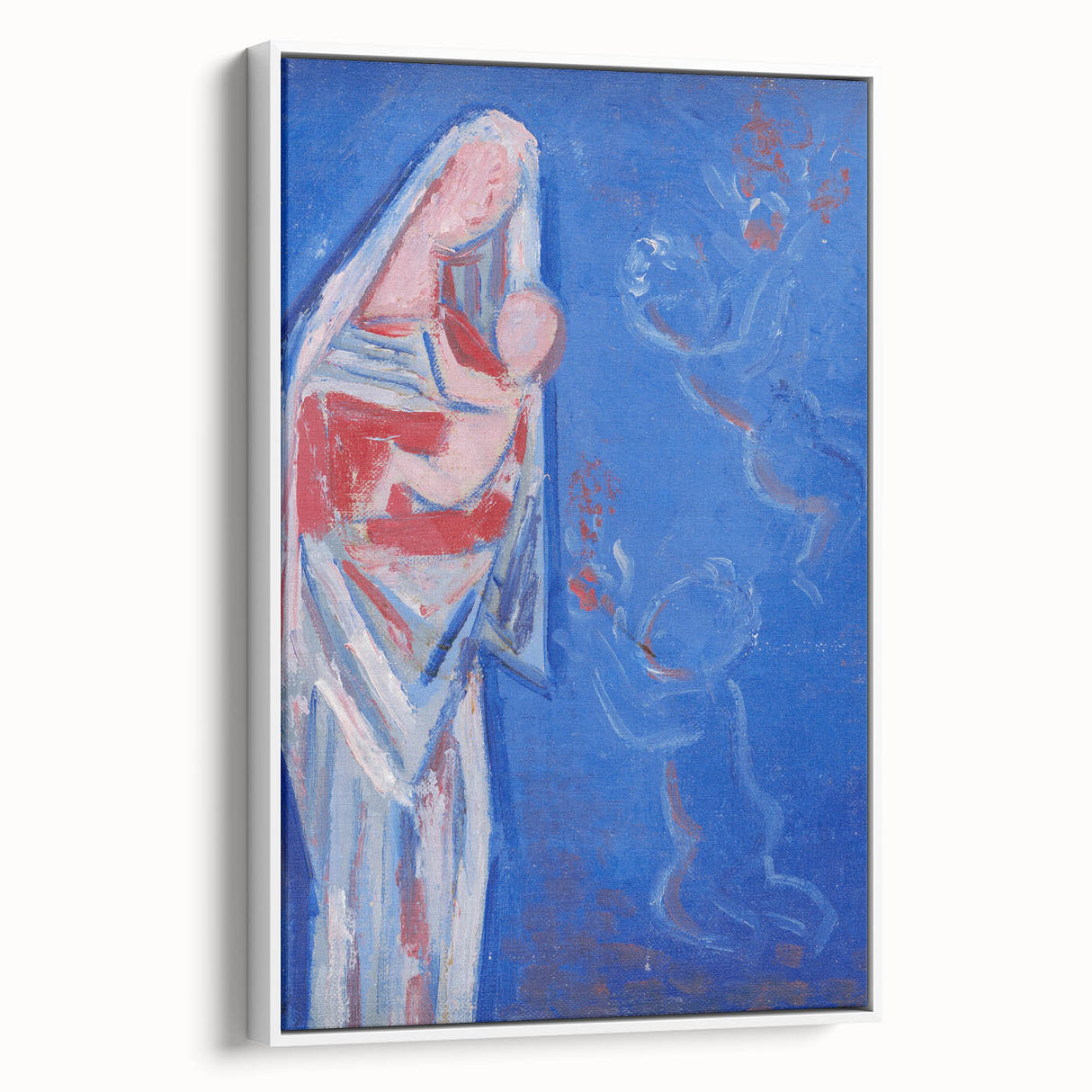 Modern Abstract Madonna - Blue Contemporary Wall Art for Home Decor