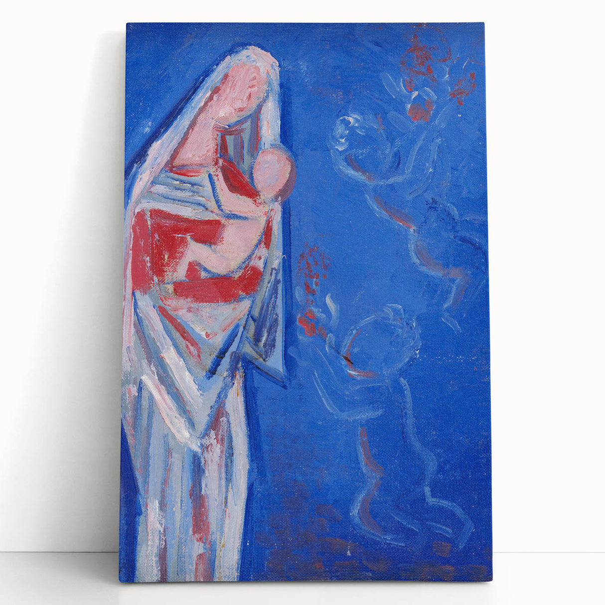 Modern Abstract Madonna - Blue Contemporary Wall Art for Home Decor
