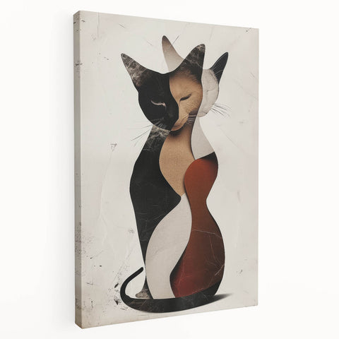 Abstract figurative stretched canvas artwork showcasing vibrant colors and dynamic shapes, perfect for modern home decor. Side view displays the canvas's texture and craftsmanship.