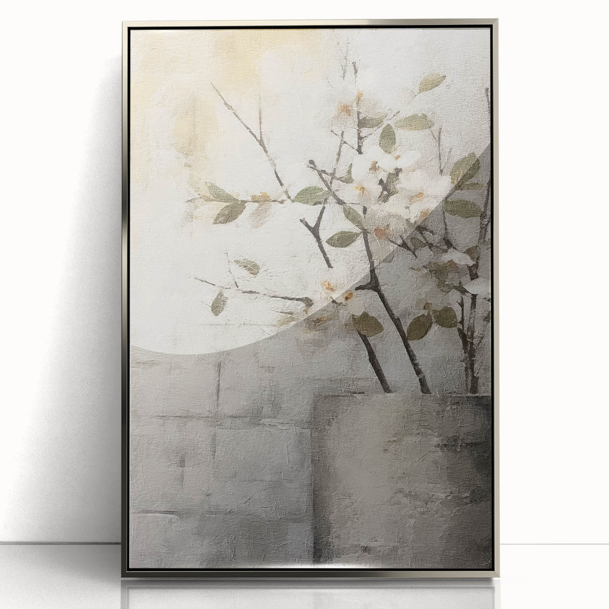 Framed acrylic wall art featuring abstract floral designs in vibrant colors, elegantly displayed with a sleek silver frame, perfect for modern home decor.