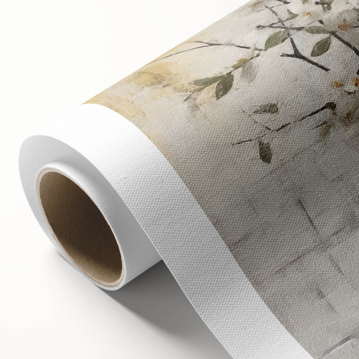 Abstract floral wall art on rolled canvas showcasing vibrant colors of pink, blue, and green, perfect for modern home decor, presented in protective packaging.