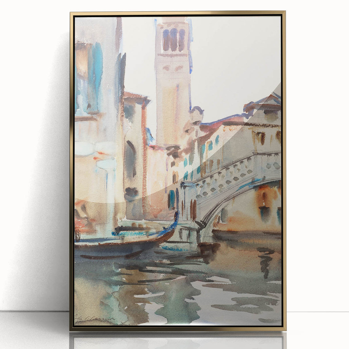 Modern Venetian Scene - Watercolor Bridge Wall Art by Sargent