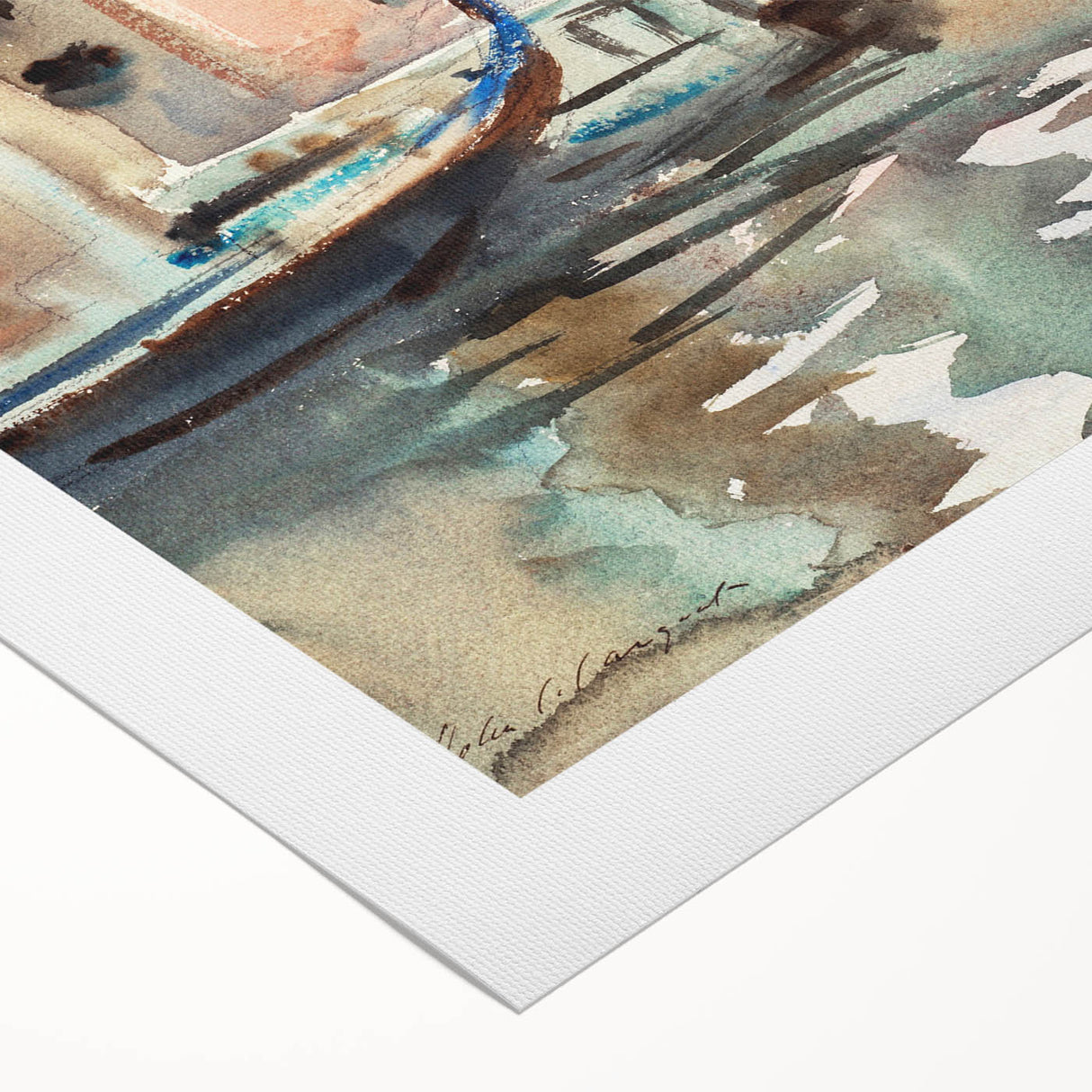 Modern Venetian Scene - Watercolor Bridge Wall Art by Sargent