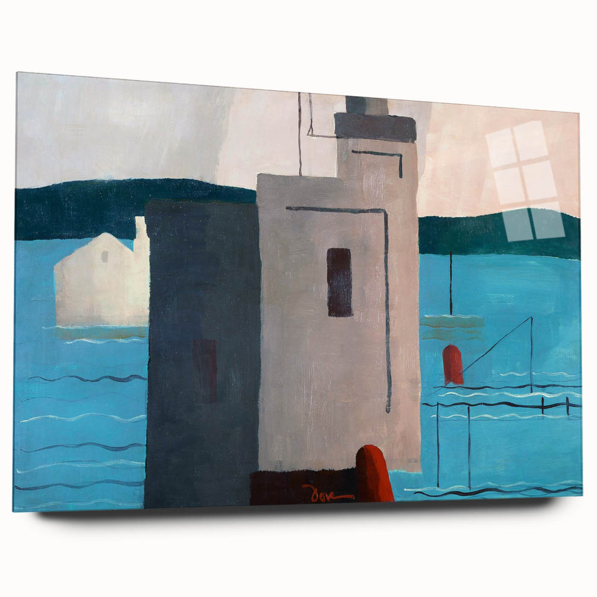 Modern Wall Art: Abstract Waterfront Scene with Bold Minimalist Style