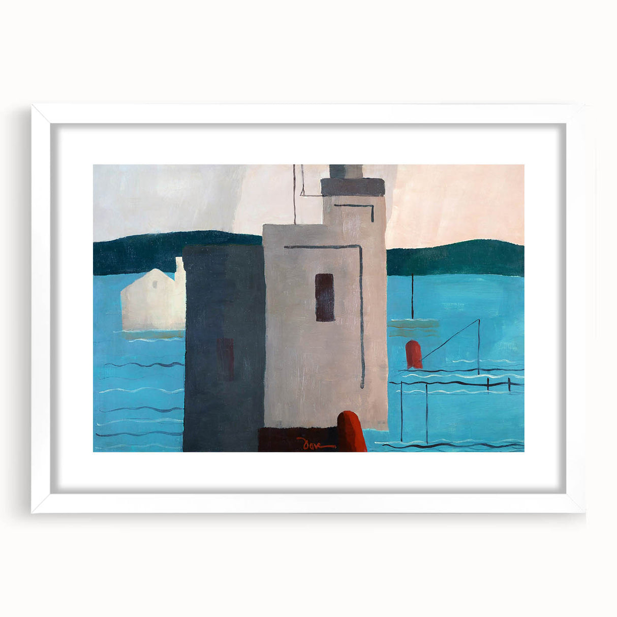 Modern Wall Art: Abstract Waterfront Scene with Bold Minimalist Style